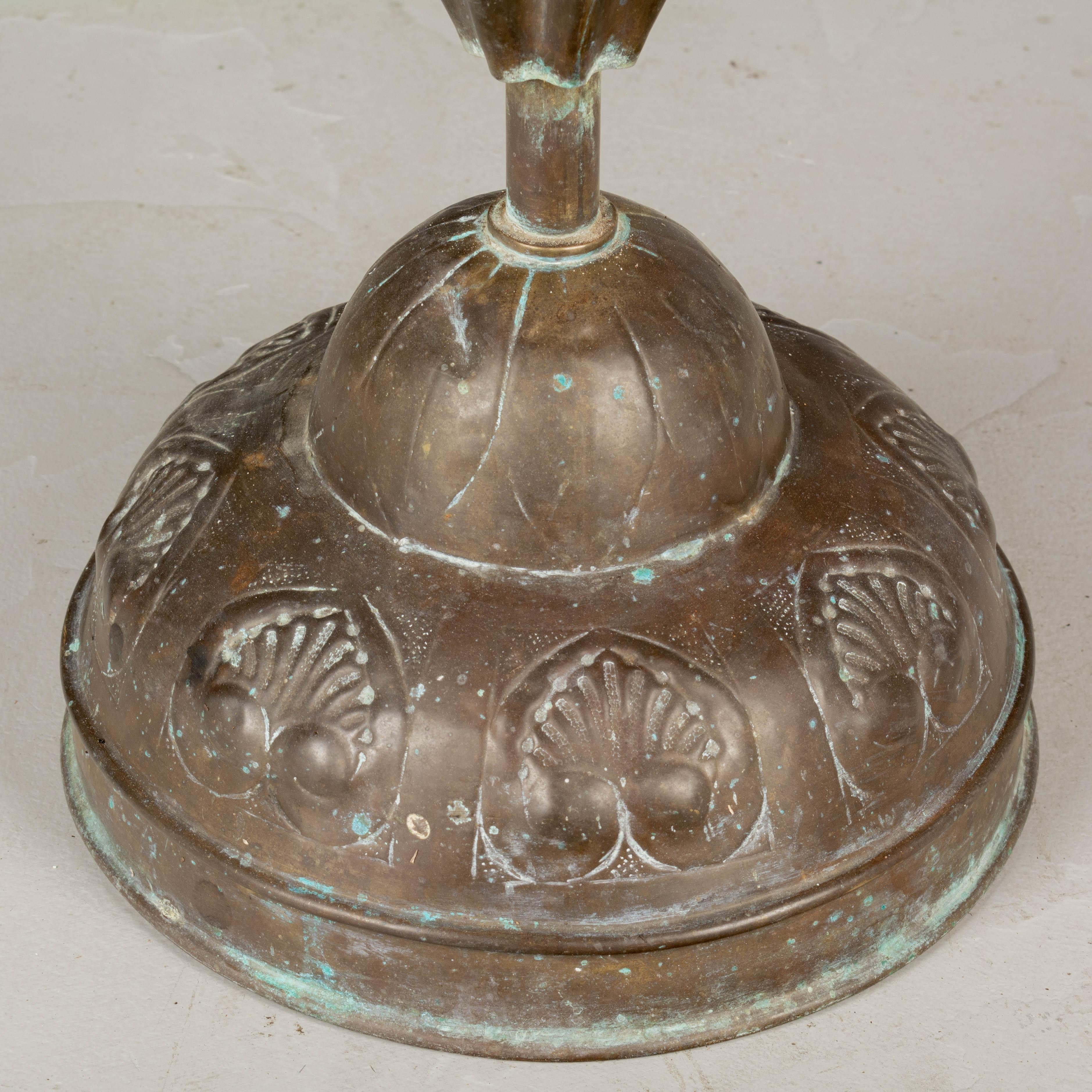 20th Century French Embossed Brass Umbrella Stand For Sale