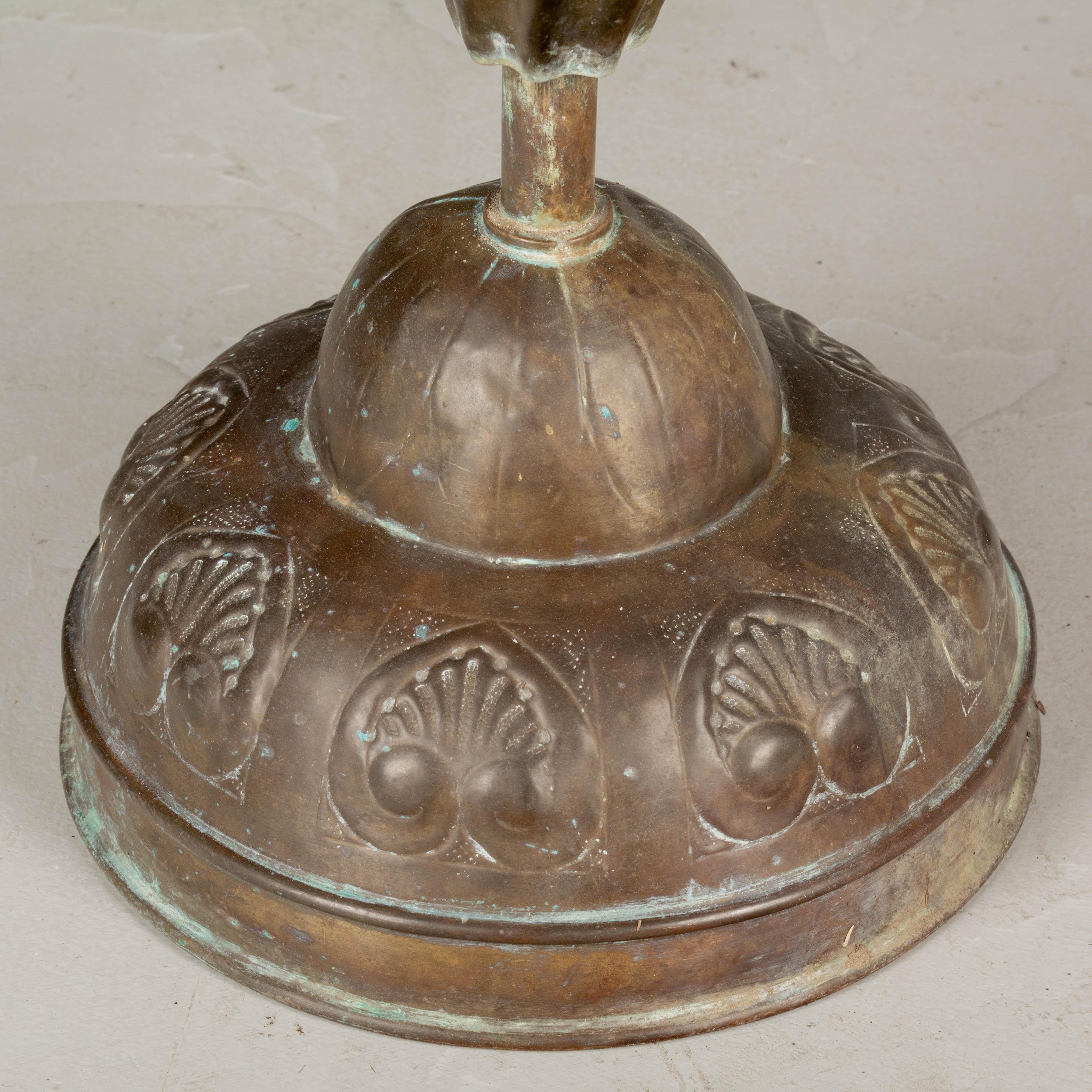 French Embossed Brass Umbrella Stand For Sale 1