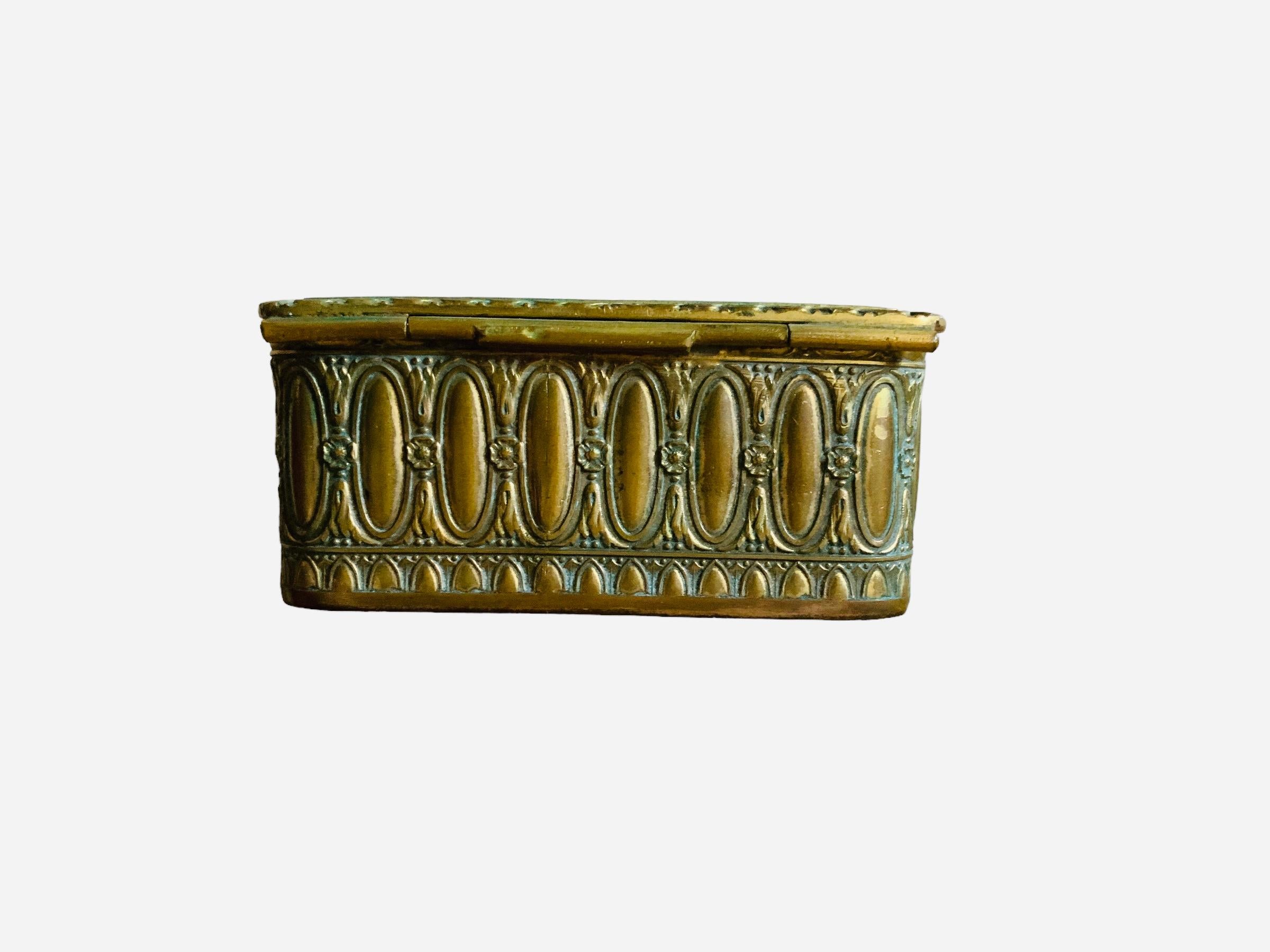 20th Century French Embossed Bronze Small Squared Trinket/ Jewelry Box For Sale