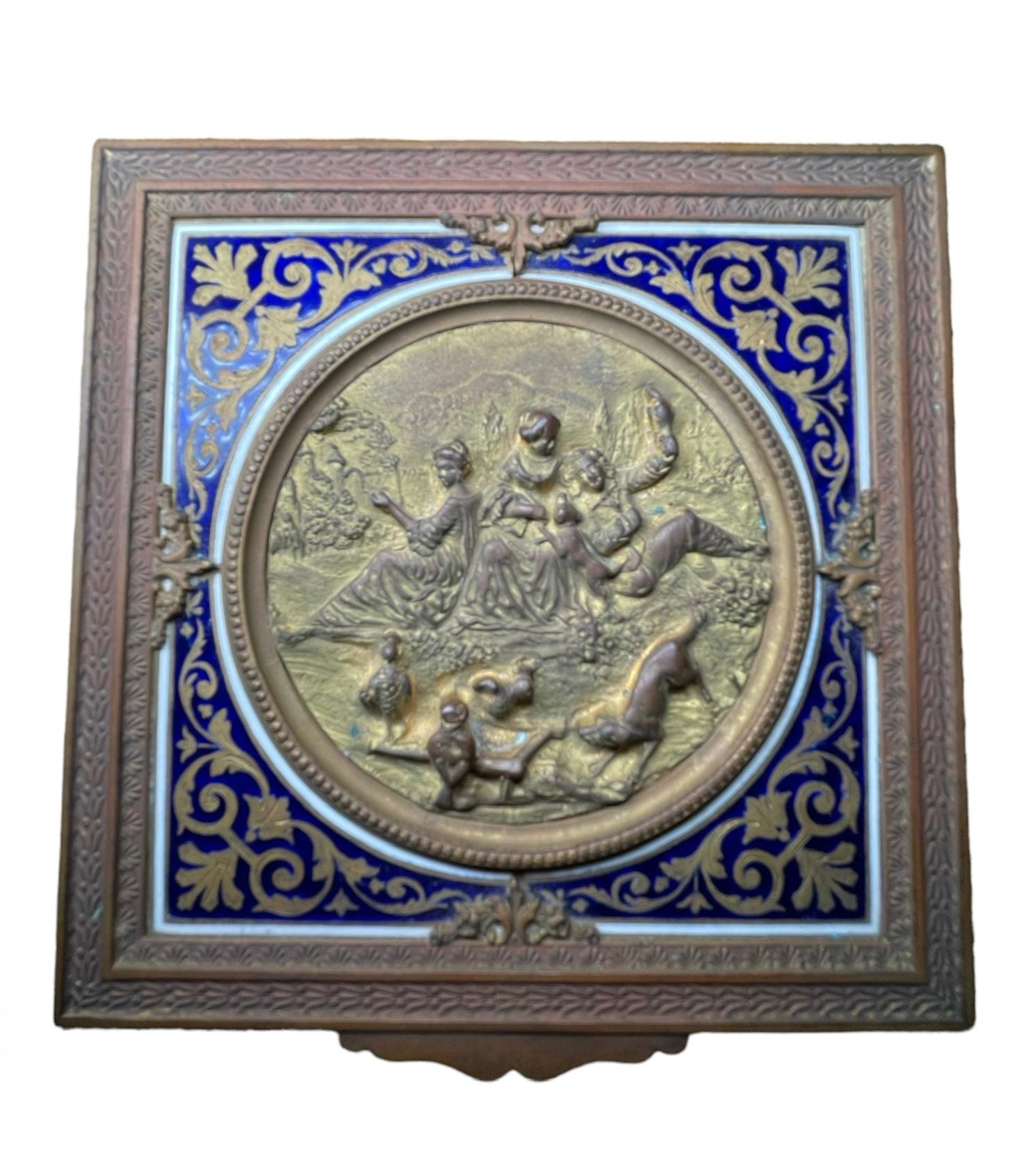 French Embossed Bronze Squared Trinket/ Jewelry Box For Sale 6