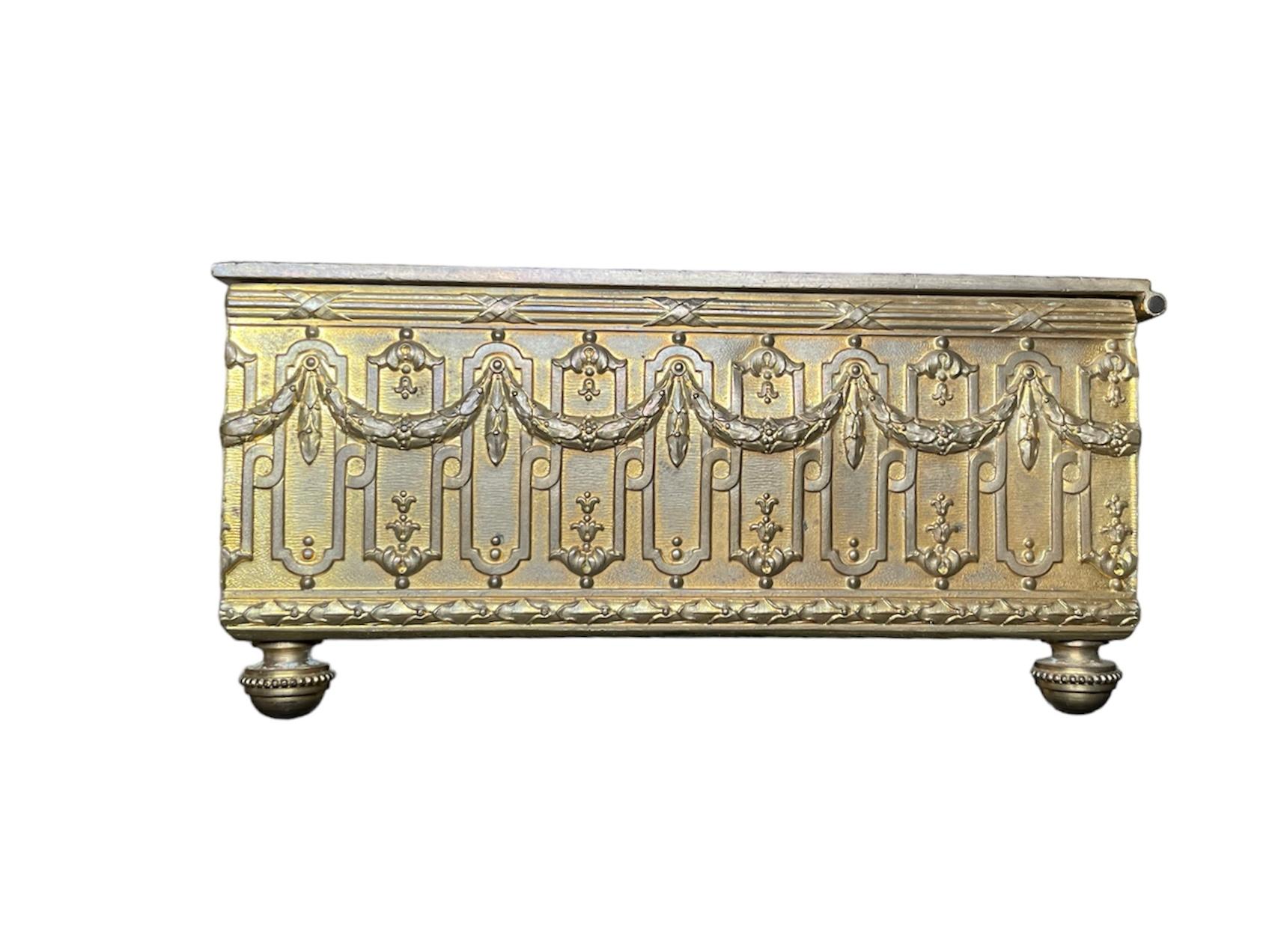 French Embossed Bronze Squared Trinket/ Jewelry Box For Sale 3