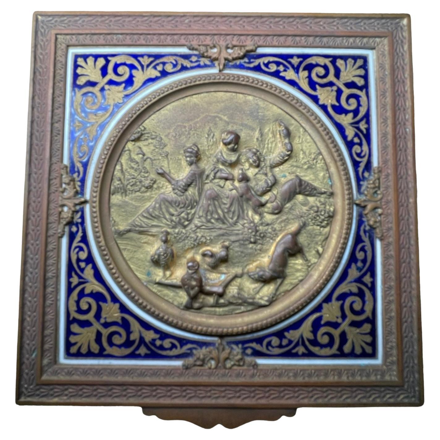 French Embossed Bronze Squared Trinket/ Jewelry Box For Sale