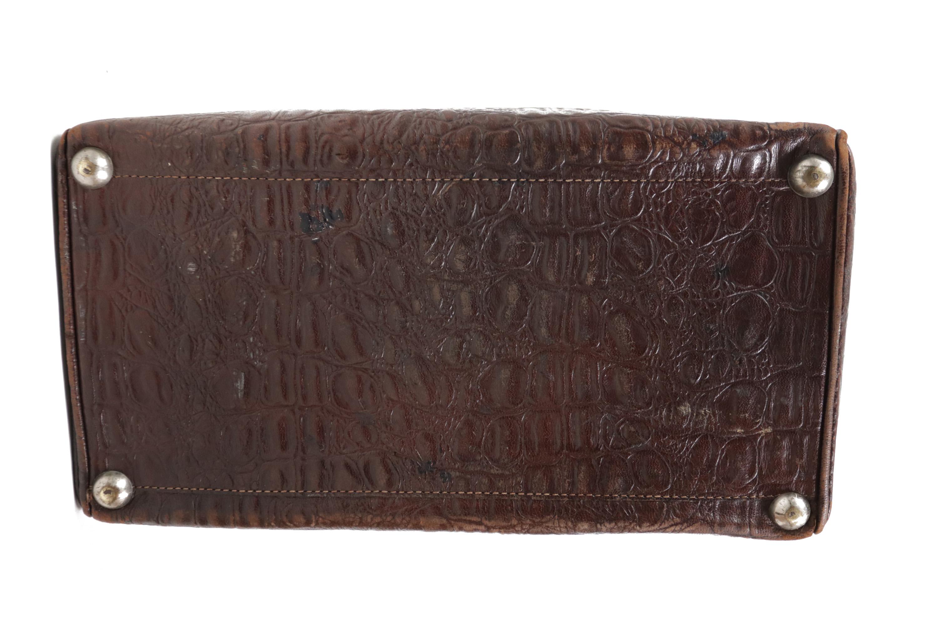 French Embossed Crocodile Leather Doctor’s Bag, c. 1920 5