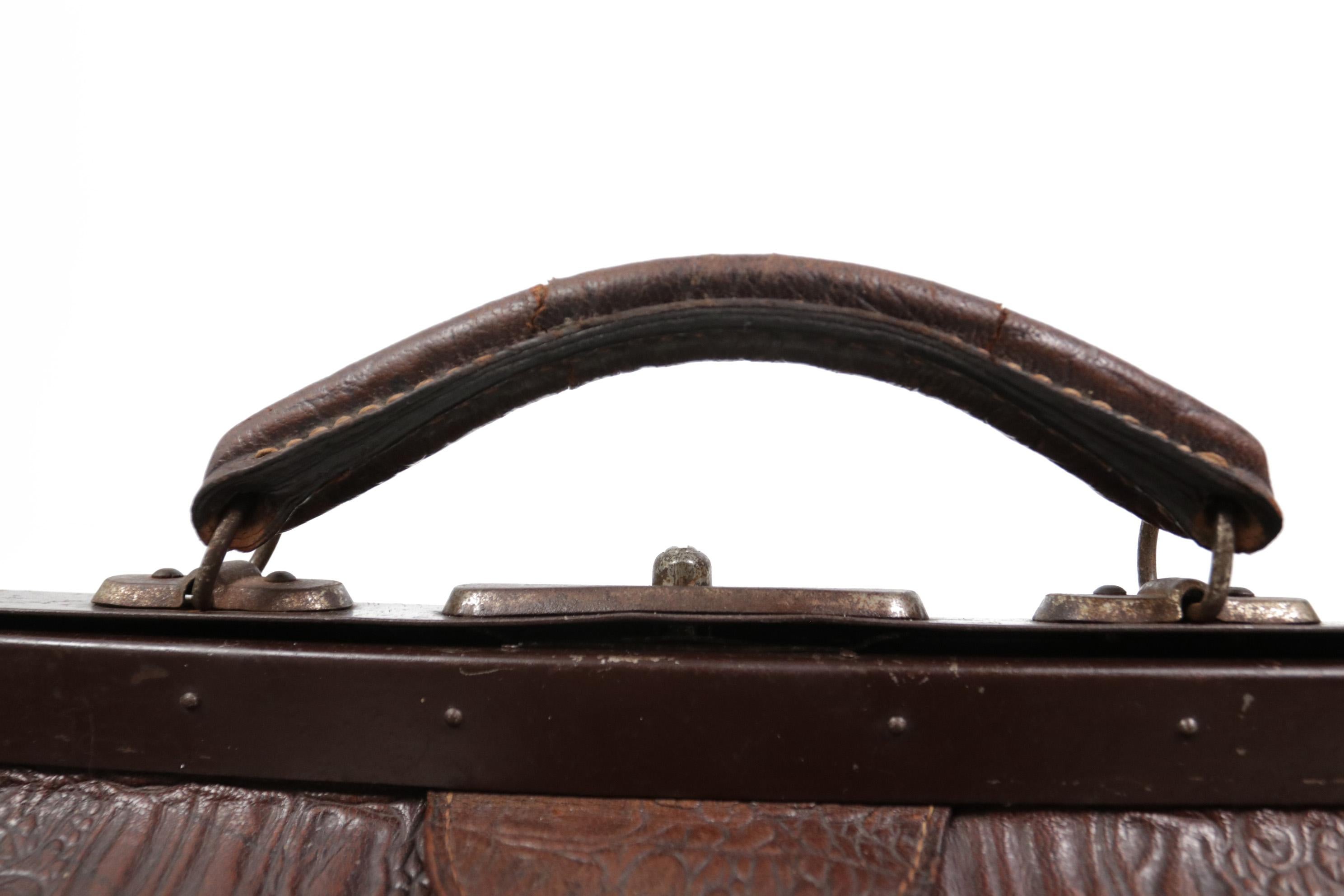Early 20th Century French Embossed Crocodile Leather Doctor’s Bag, c. 1920