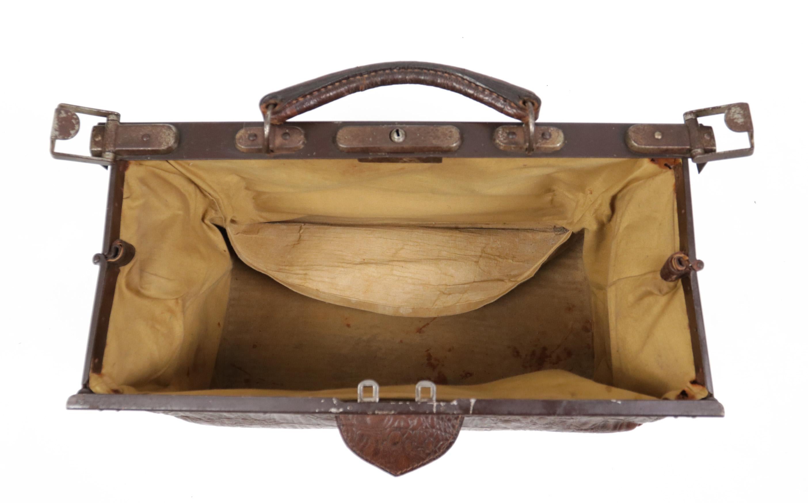 French Embossed Crocodile Leather Doctor’s Bag, c. 1920 1