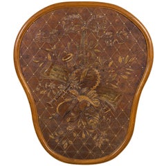 Used French Embossed Leather Panel, 19th Century