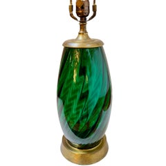 French Emerald Green Glass Lamp