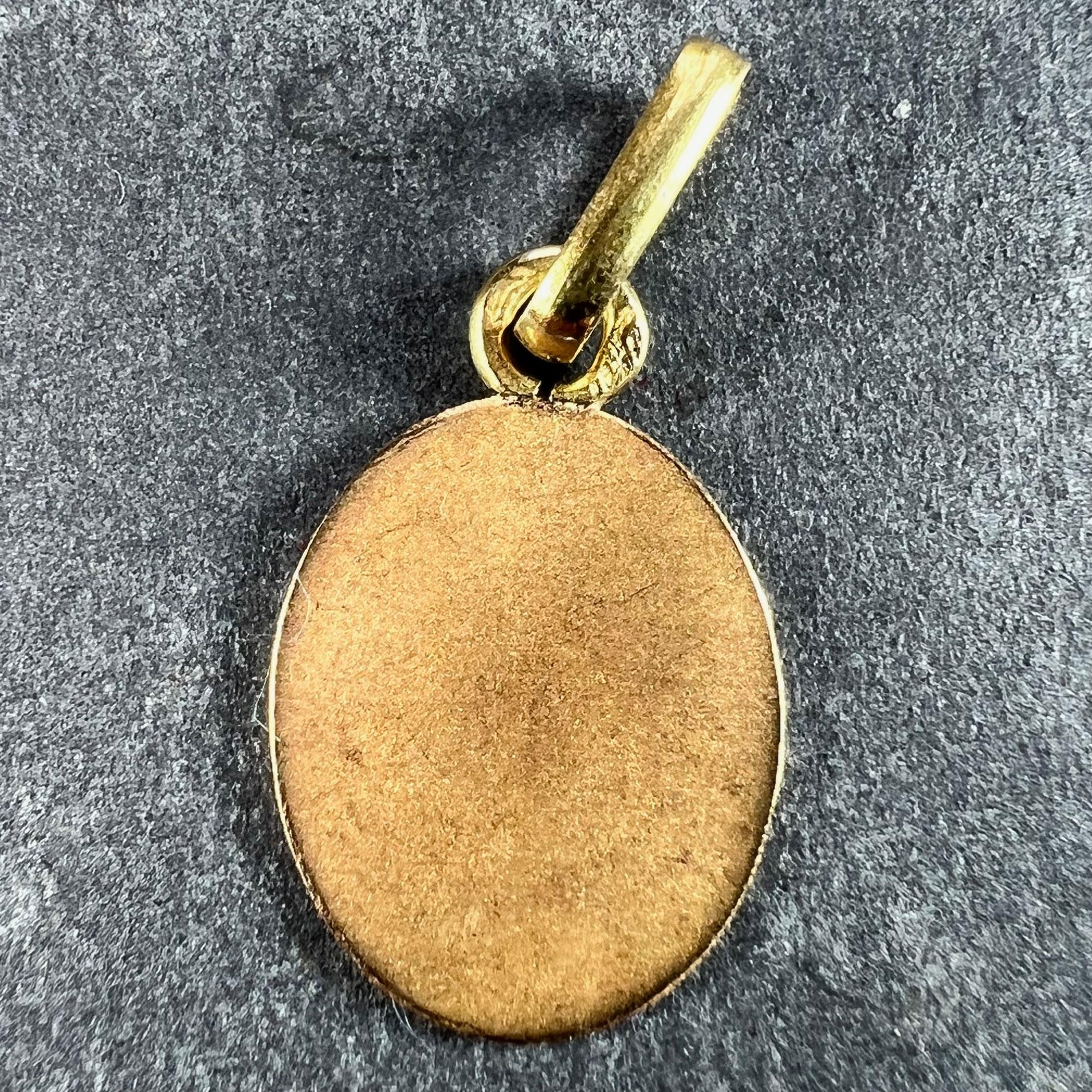 French Emile Dropsy Virgin Mary 18K Yellow Gold Medal Pendant Charm In Good Condition In London, GB