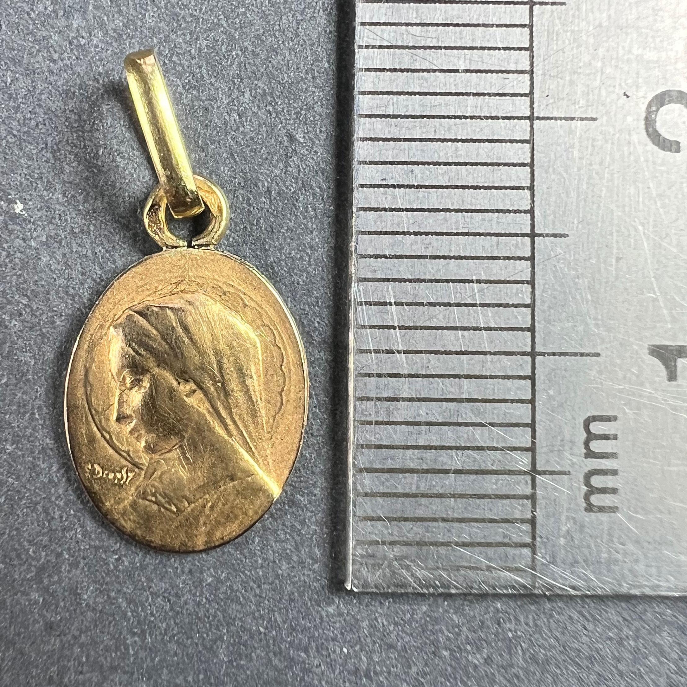 French Emile Dropsy Virgin Mary 18K Yellow Gold Medal Pendant Charm 5