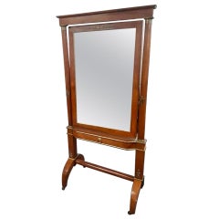 French Empire 19th Century Mahogany Cheval Mirror with Original Mirror