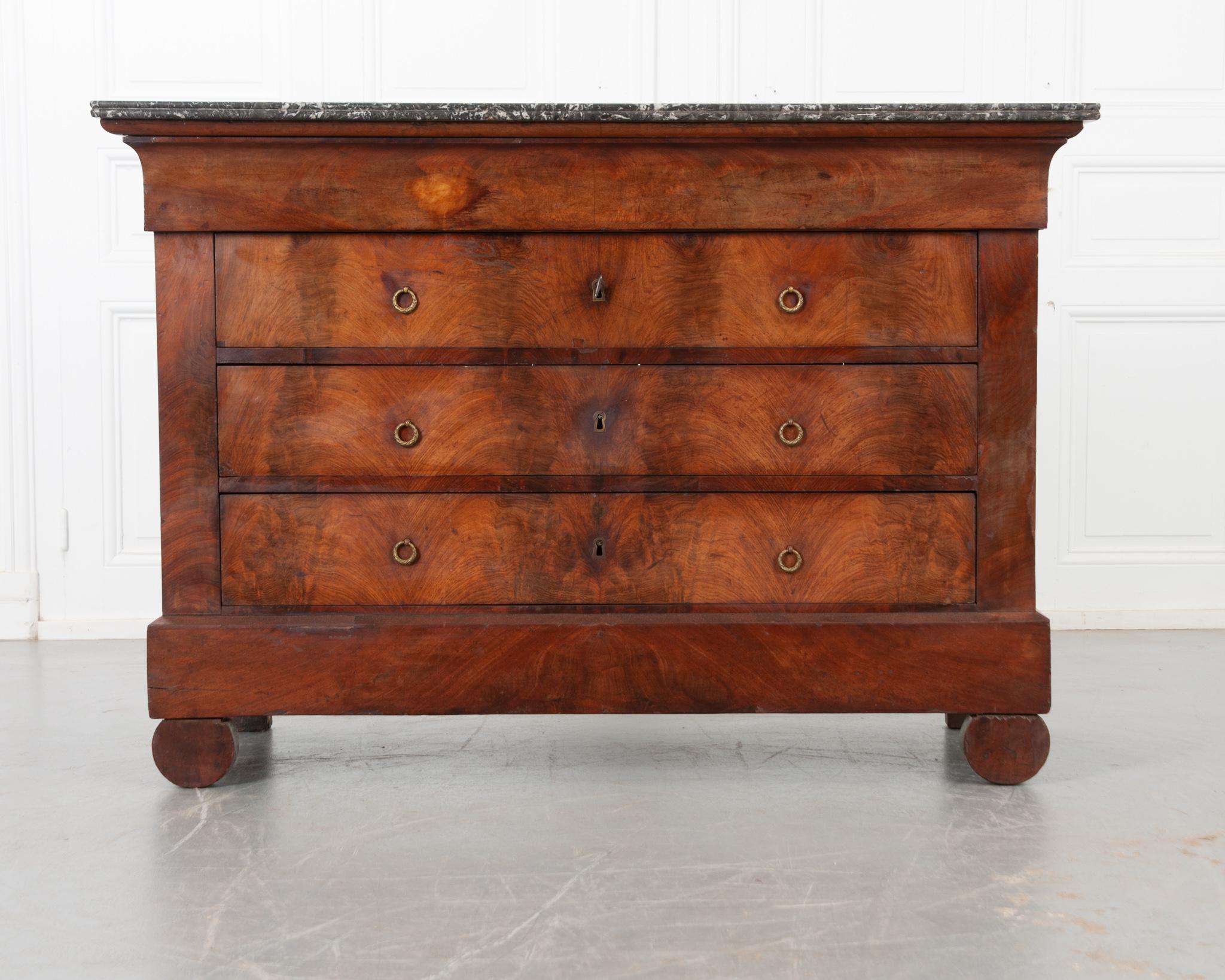 Carved French Empire 19th Century Mahogany Commode For Sale