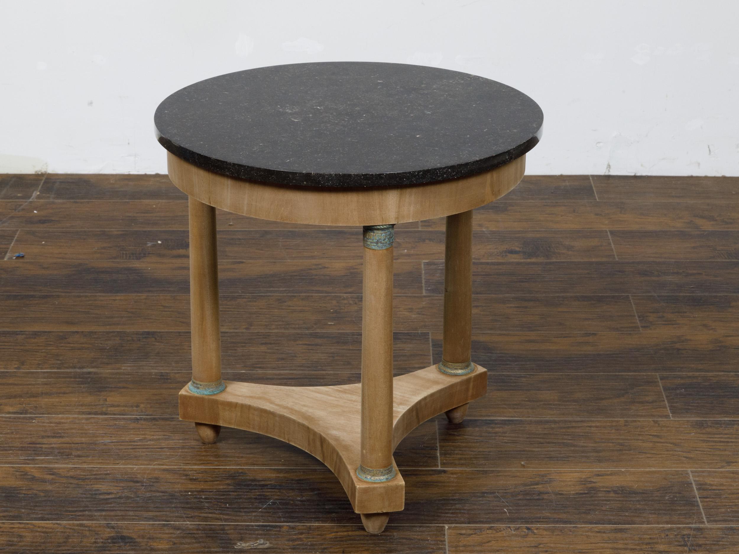 French Empire 19th Century Side Table with Black Marble Top and Column Legs In Good Condition For Sale In Atlanta, GA