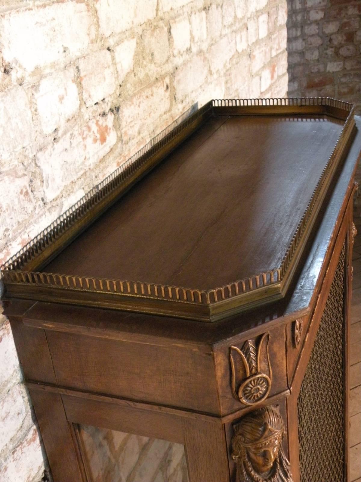 French Empire 19th Century Walnut Bookcase-Cabinet For Sale 6