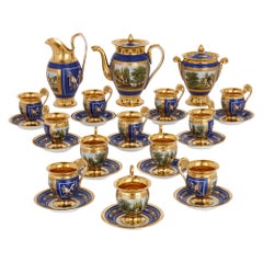Antique French Empire 27-Piece Porcelain Coffee Service