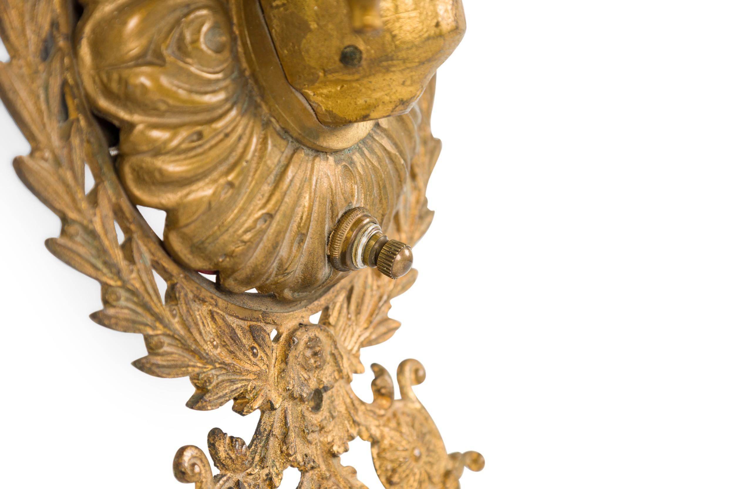 French Empire 3-Arm Gilt Bronze Wall Sconce With A Winged Figure For Sale 2