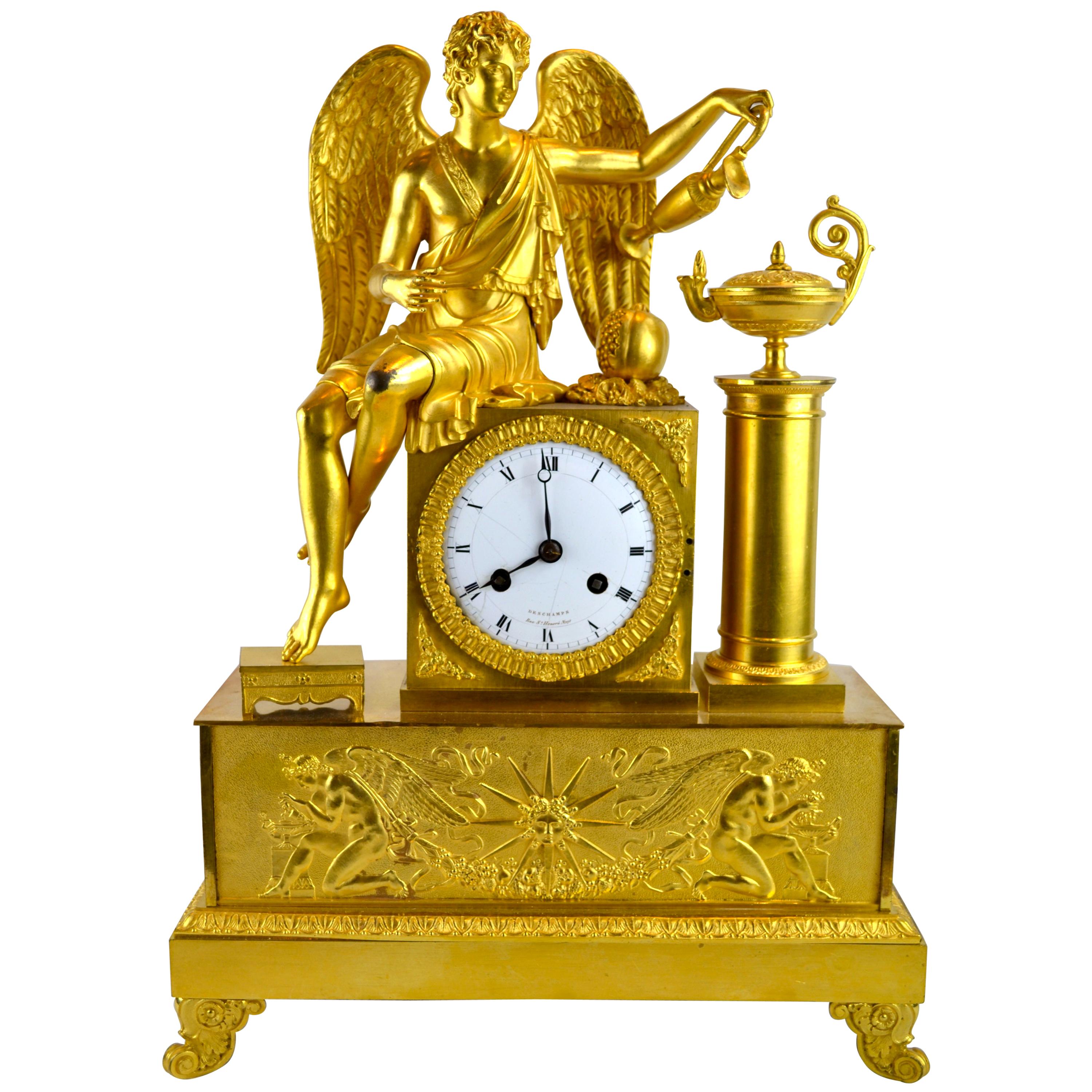 Horloge allégorique de l'Empire français représentant l'amour et le développement de la vie en vente