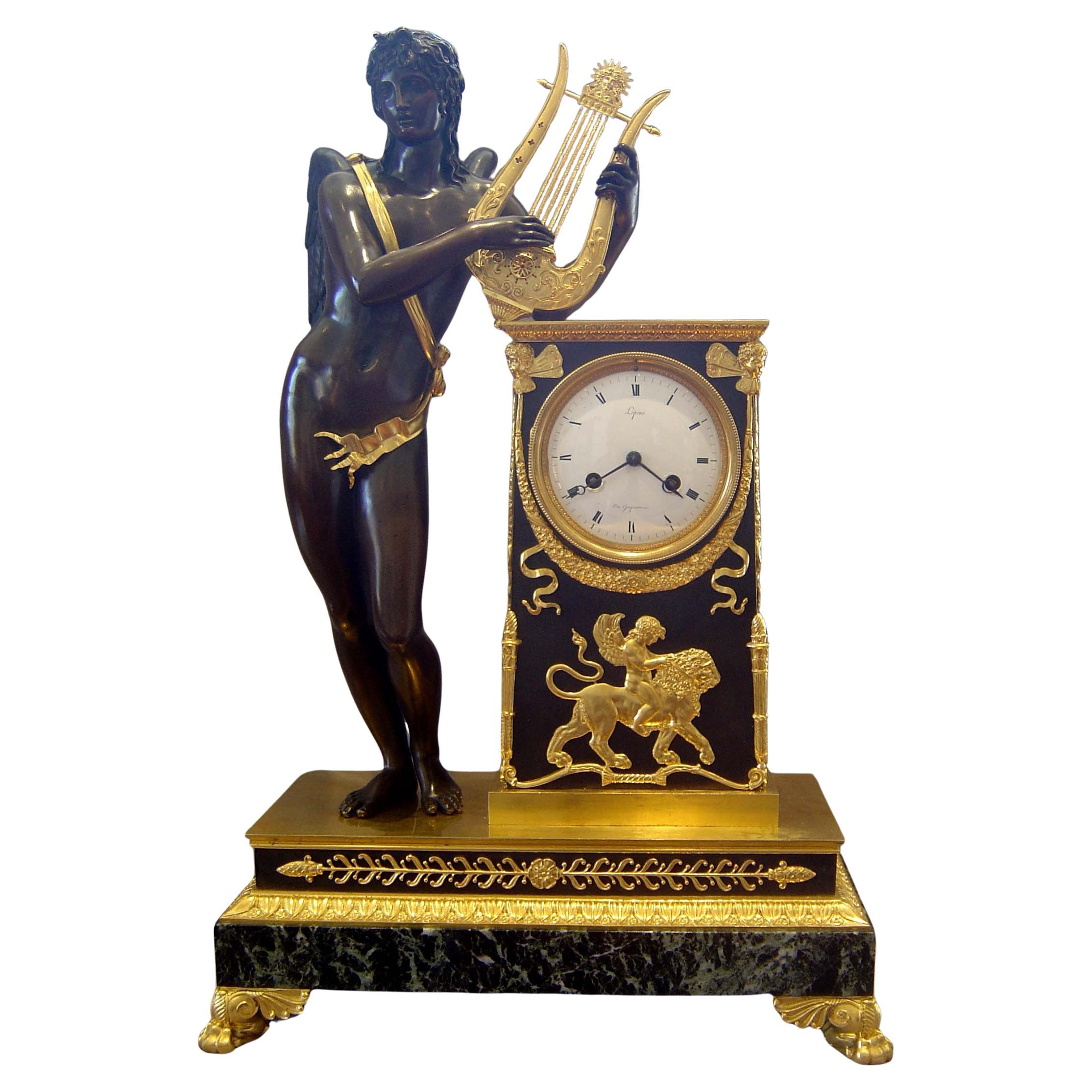 French Empire antique Apollo clock by Lepine and Rabiat. For Sale