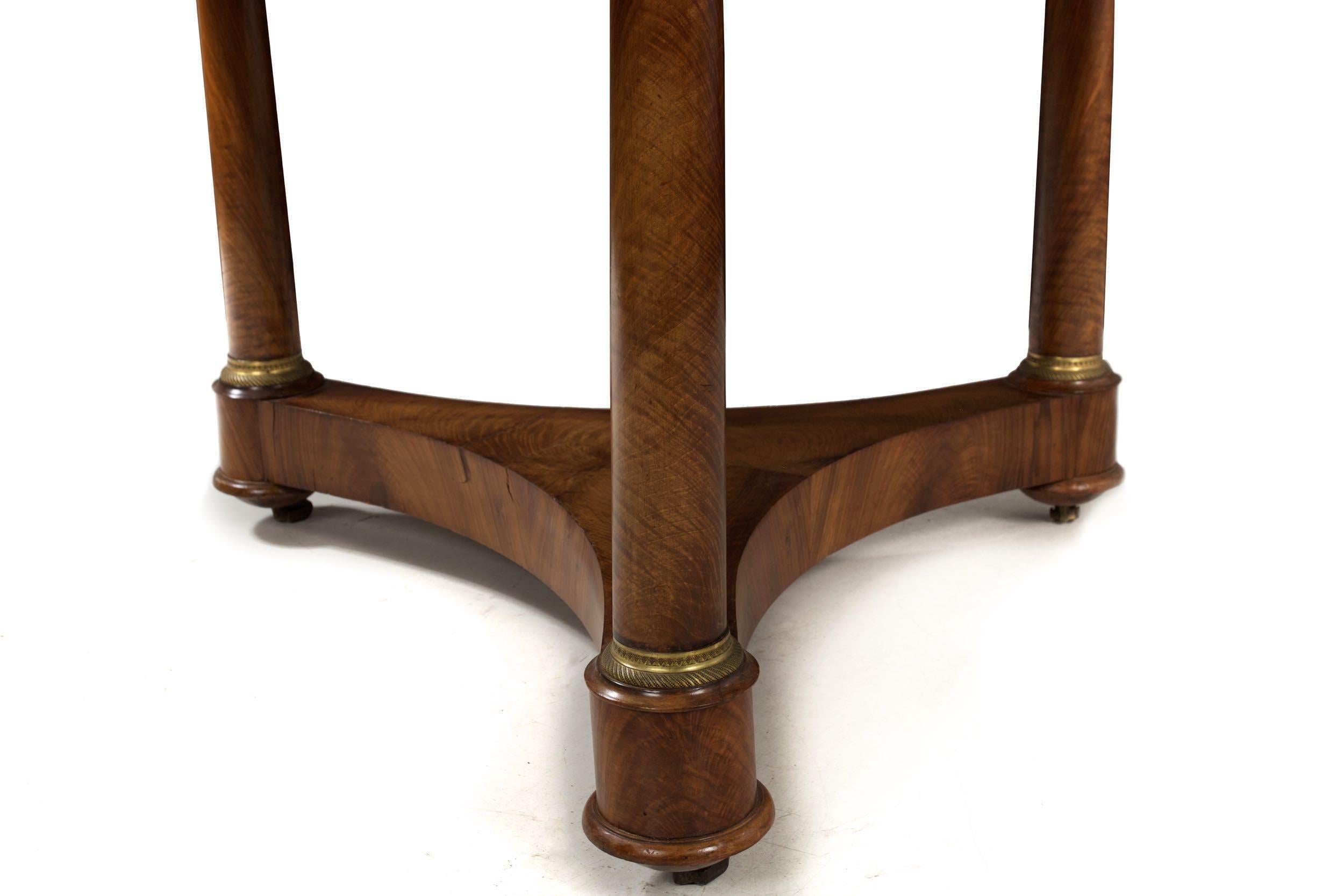 French Empire Antique Burl Walnut Center Table with Black Marble Top, circa 1815 For Sale 5