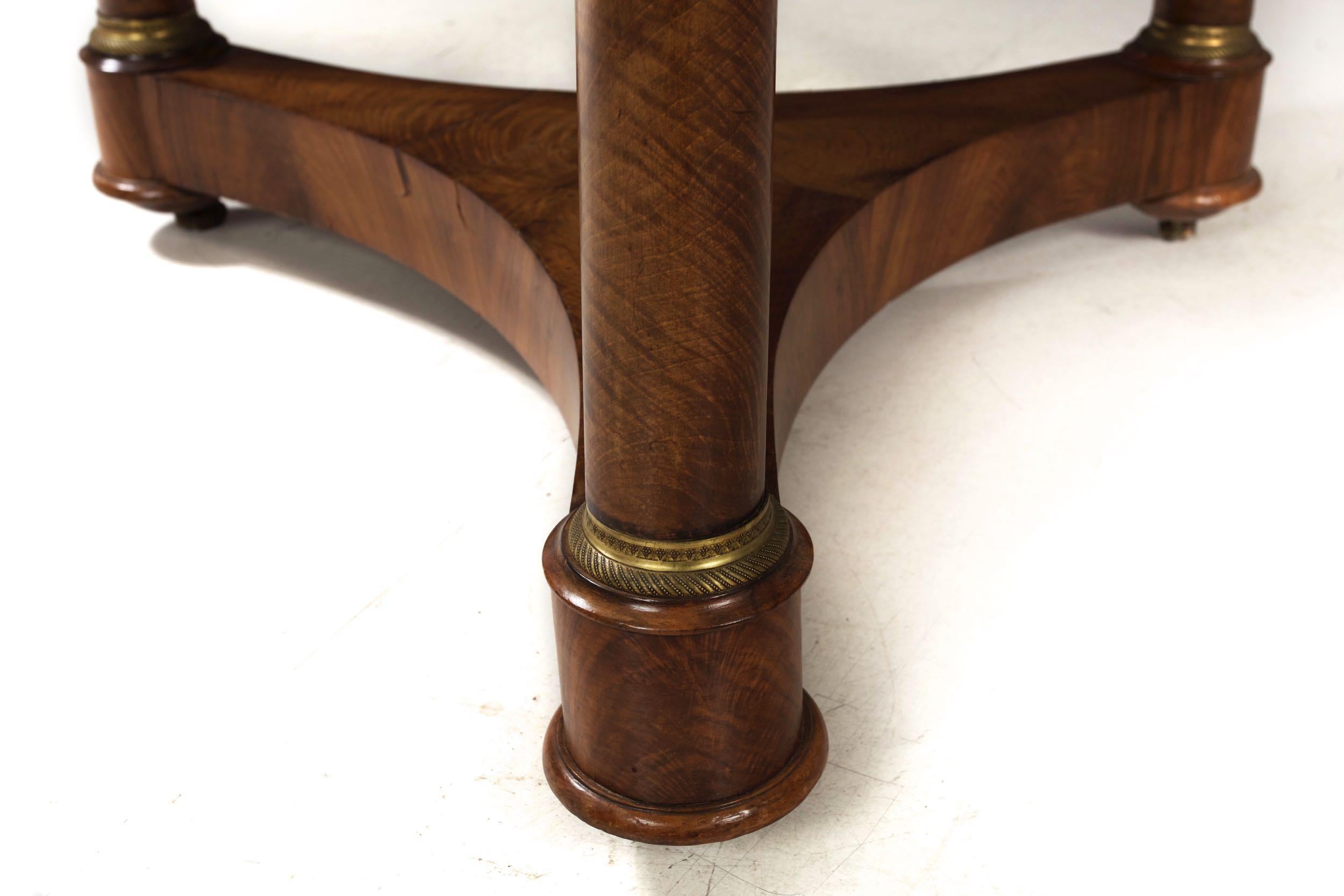 French Empire Antique Burl Walnut Center Table with Black Marble Top, circa 1815 For Sale 15