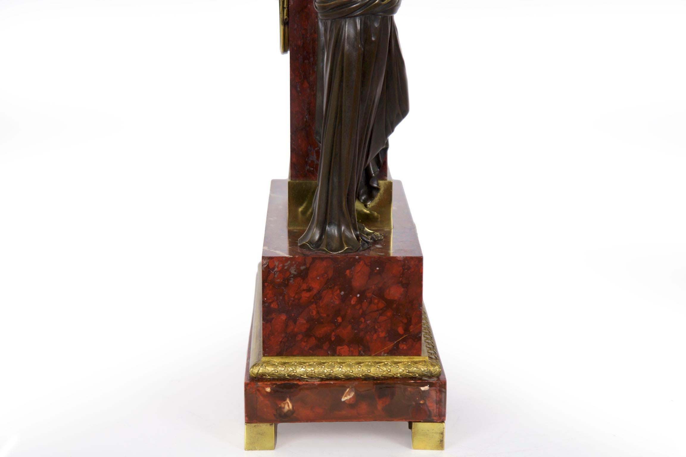 Französisches Empire Antike figürliche Bronze-Kaminuhr von Psyche & Amor:: um 1825 16