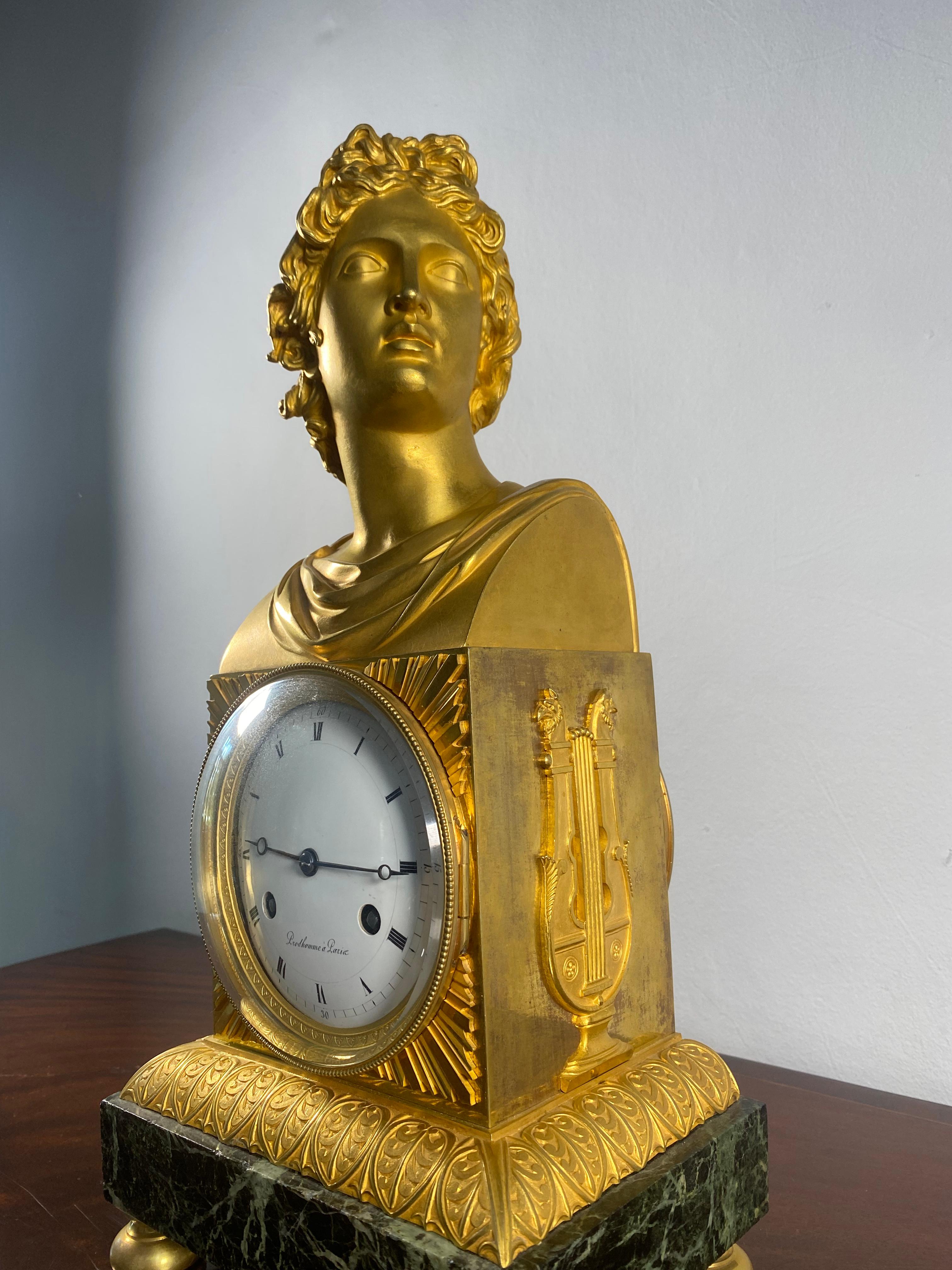 Grand Tour French Empire Apollo Belvedere Ormolu Mantle Clock, Circa 1830