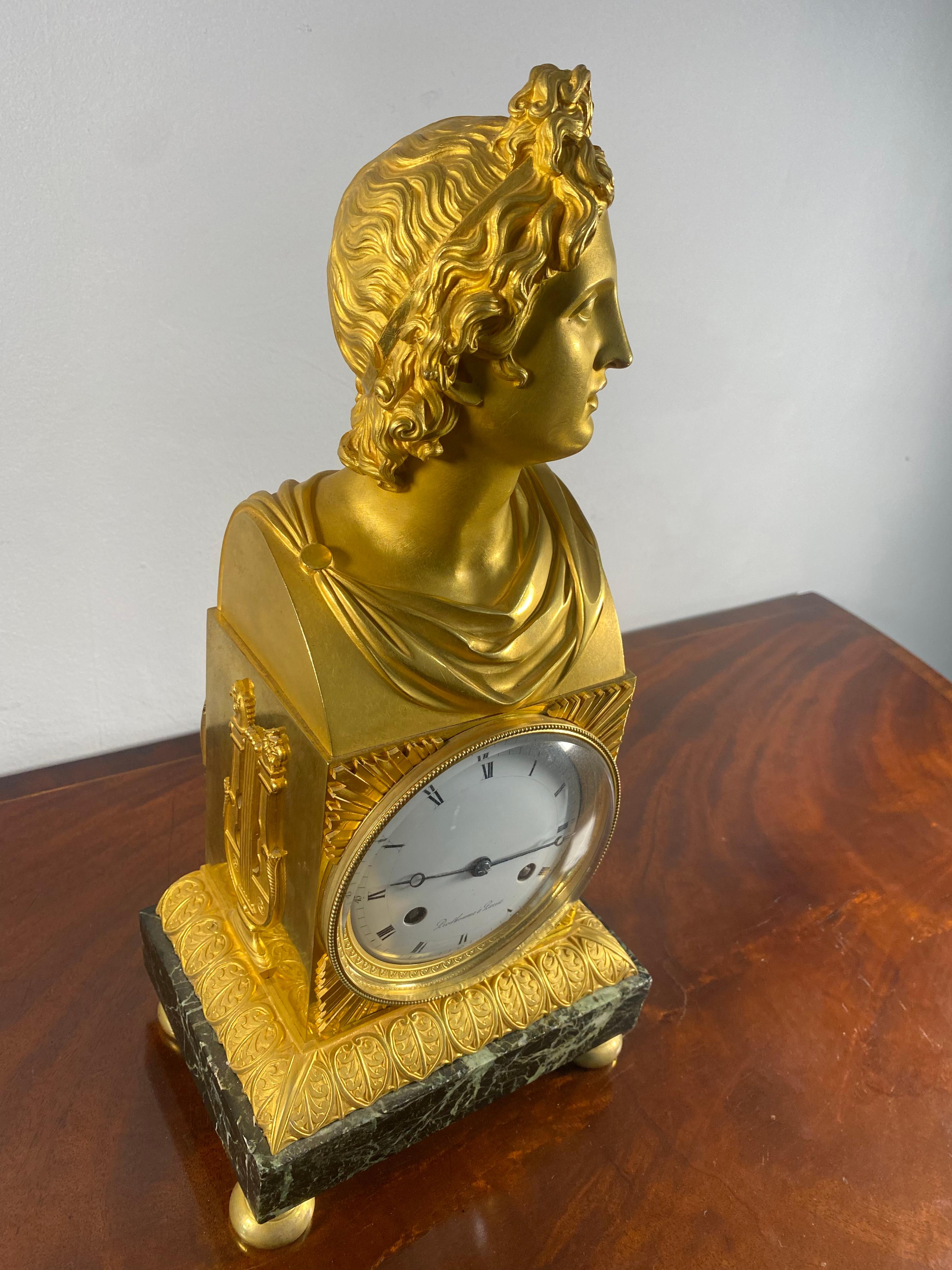 French Empire Apollo Belvedere Ormolu Mantle Clock, Circa 1830 In Good Condition In London, GB