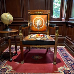 French Empire Armchair Reupholstered with Gilt Bronze Mounts, 19th century