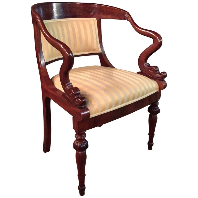 French antique Empire Armchair Solid Mahogany 1800 - 1810 Shellac ...