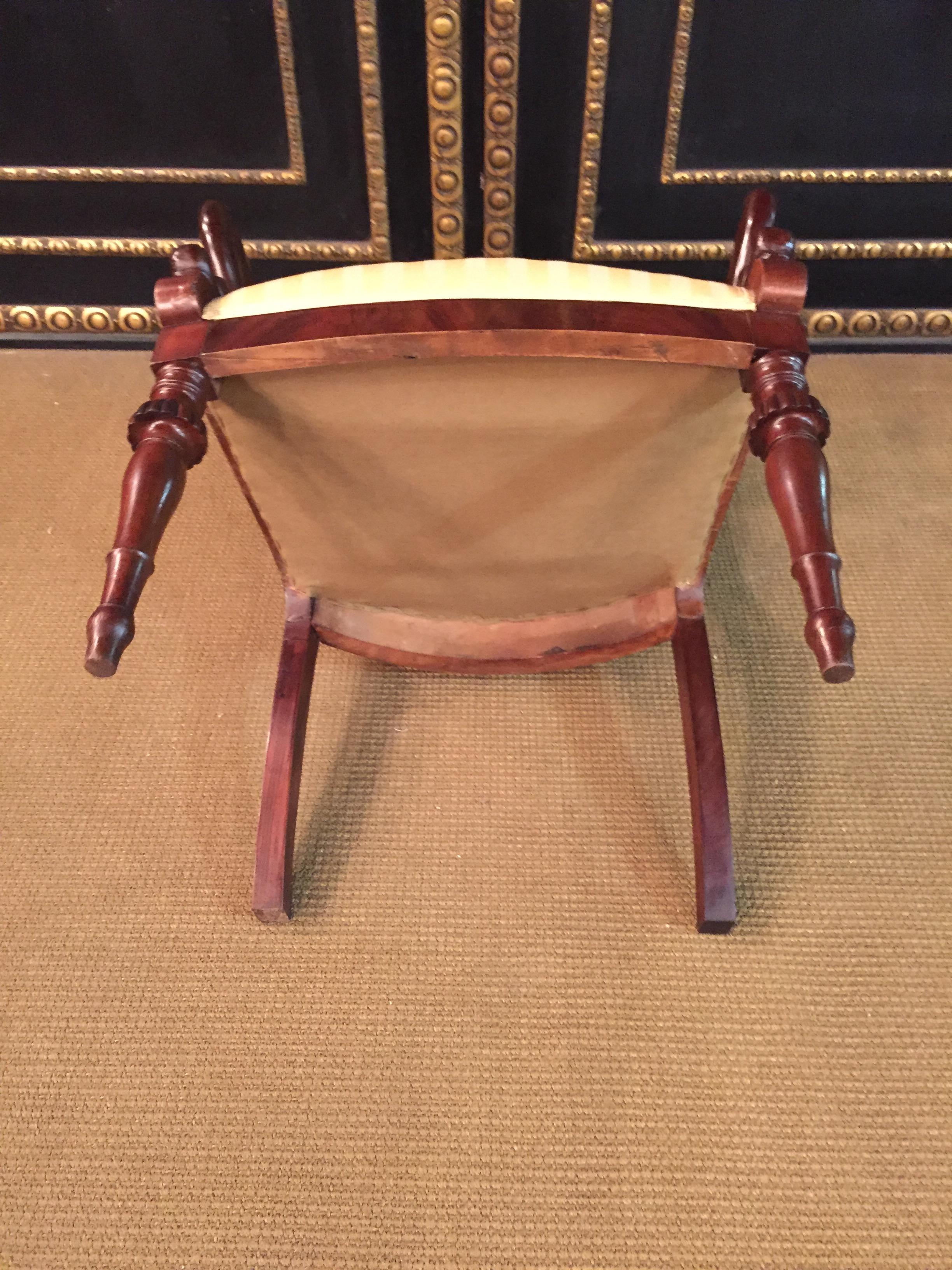 French Empire Armchair, Solid Mahogany, 1800-1810, Shellac Polish 9