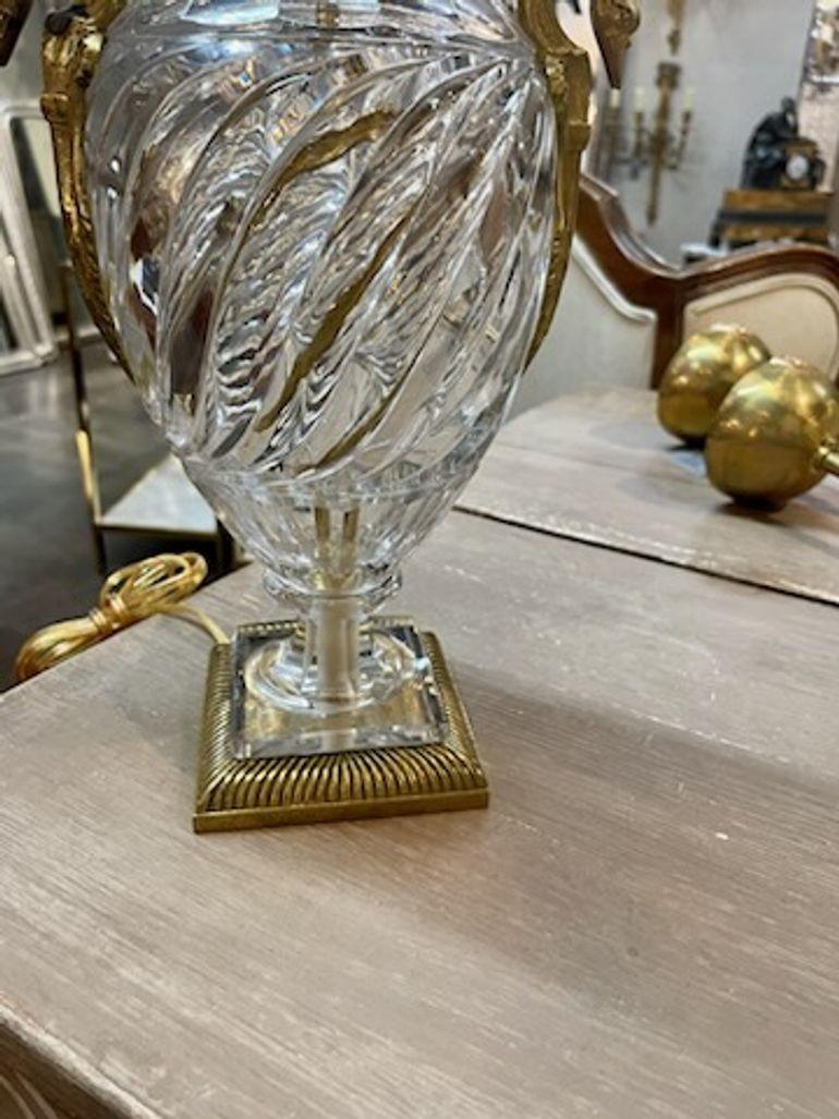 Lampe Empire en cristal et bronze de style Baccarat Bon état - En vente à Dallas, TX