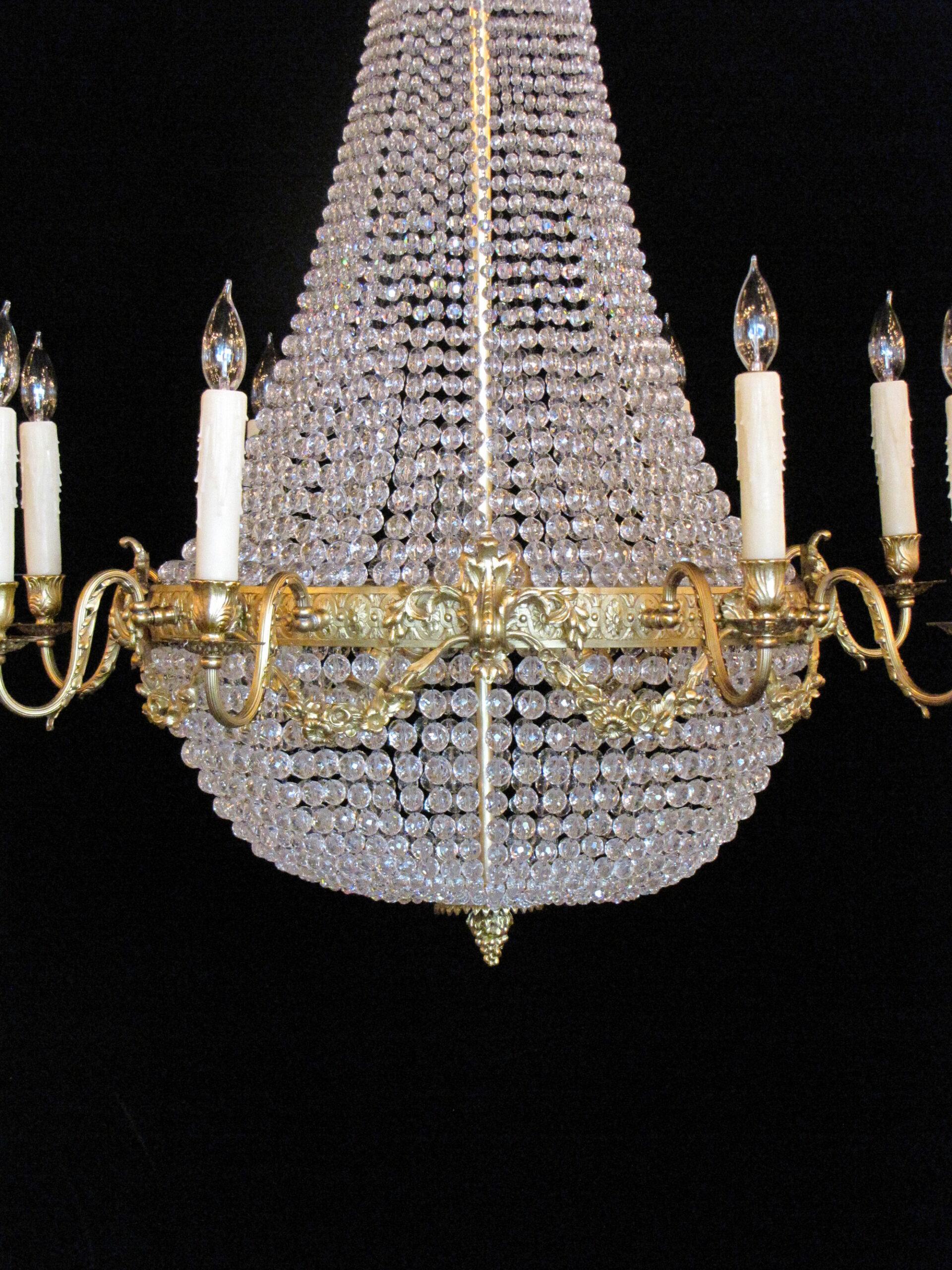French Empire Basket Chandelier In Excellent Condition For Sale In Canton, MA