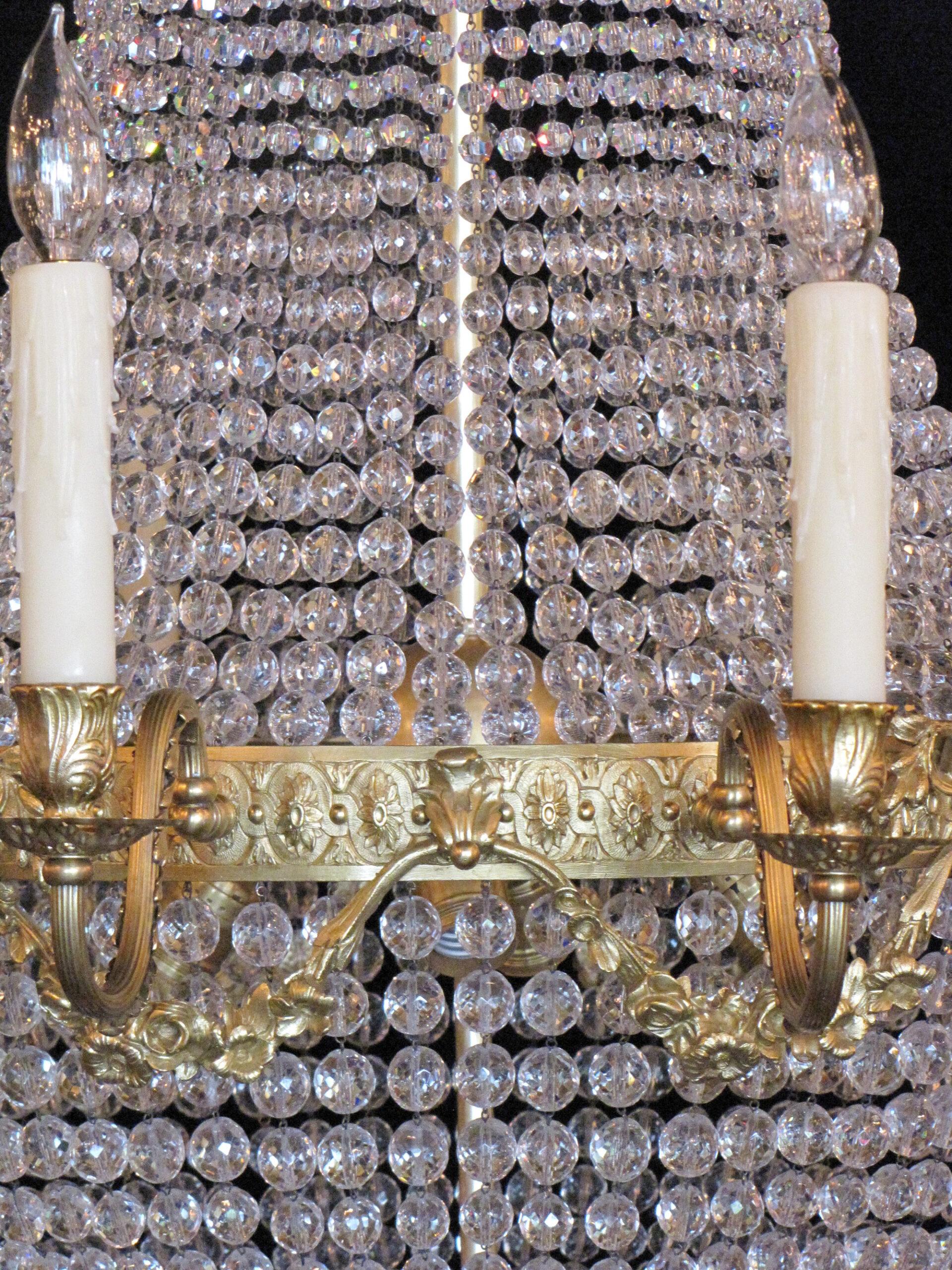 19th Century French Empire Basket Chandelier For Sale