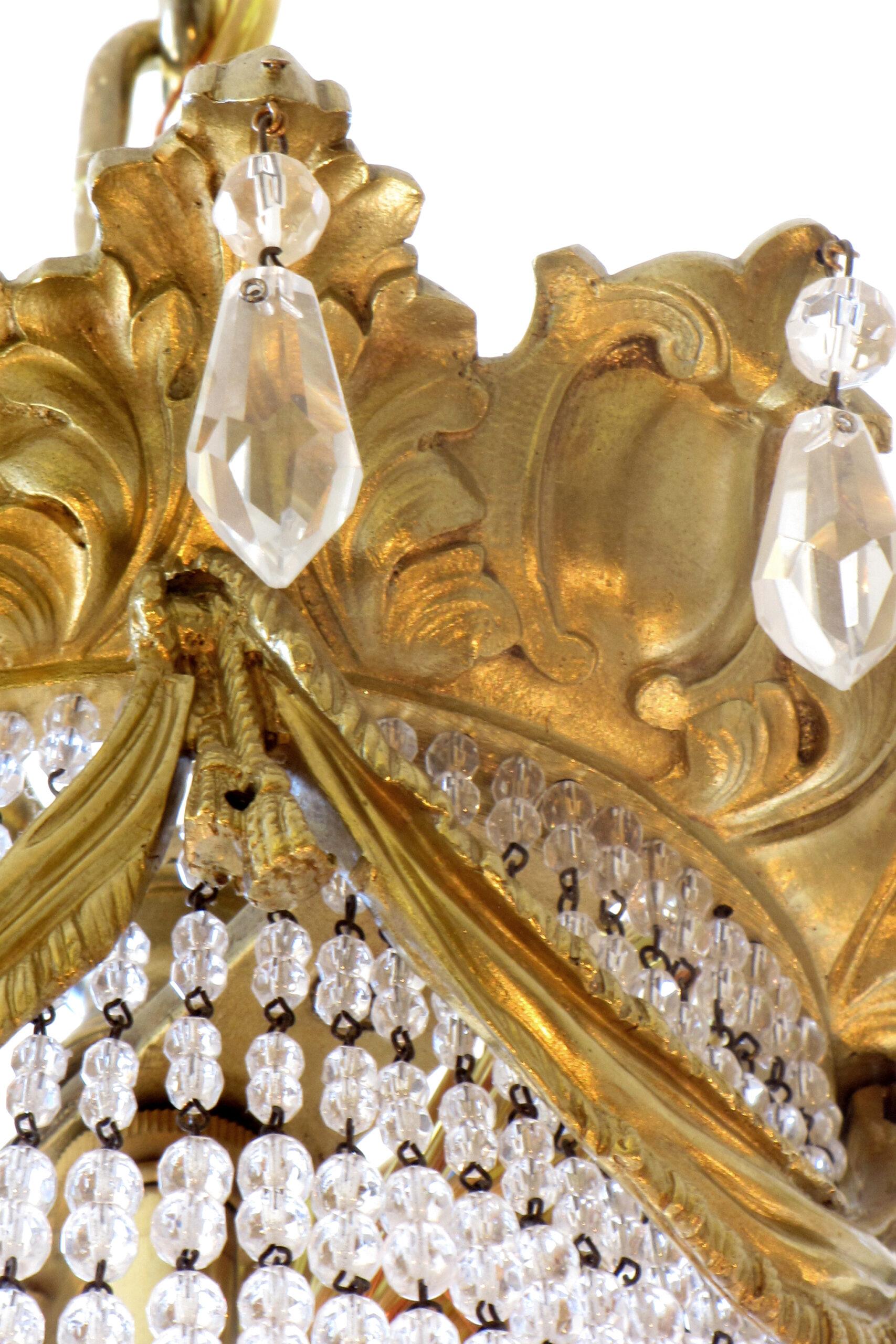 Crystal French Empire Basket Chandelier For Sale