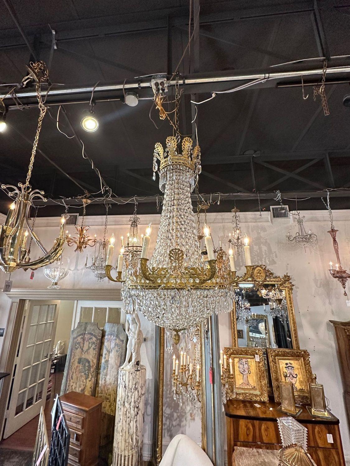 French Empire Basket Form Chandelier In Good Condition For Sale In Dallas, TX