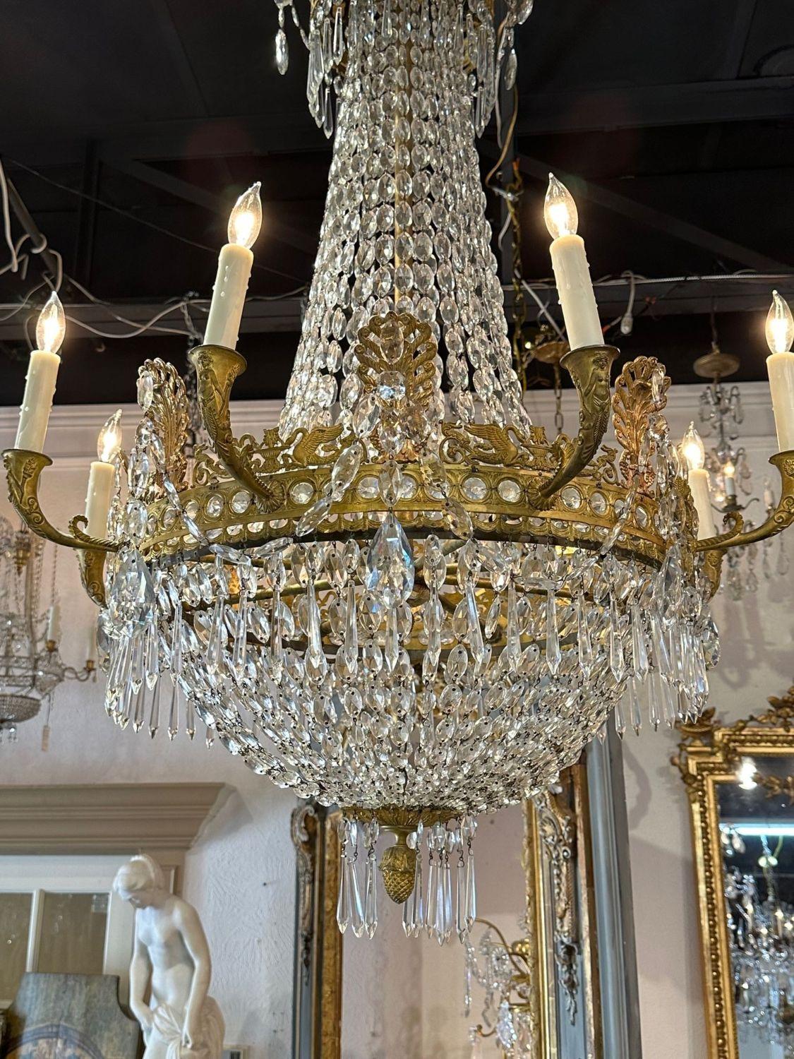 19th Century French Empire Basket Form Chandelier For Sale