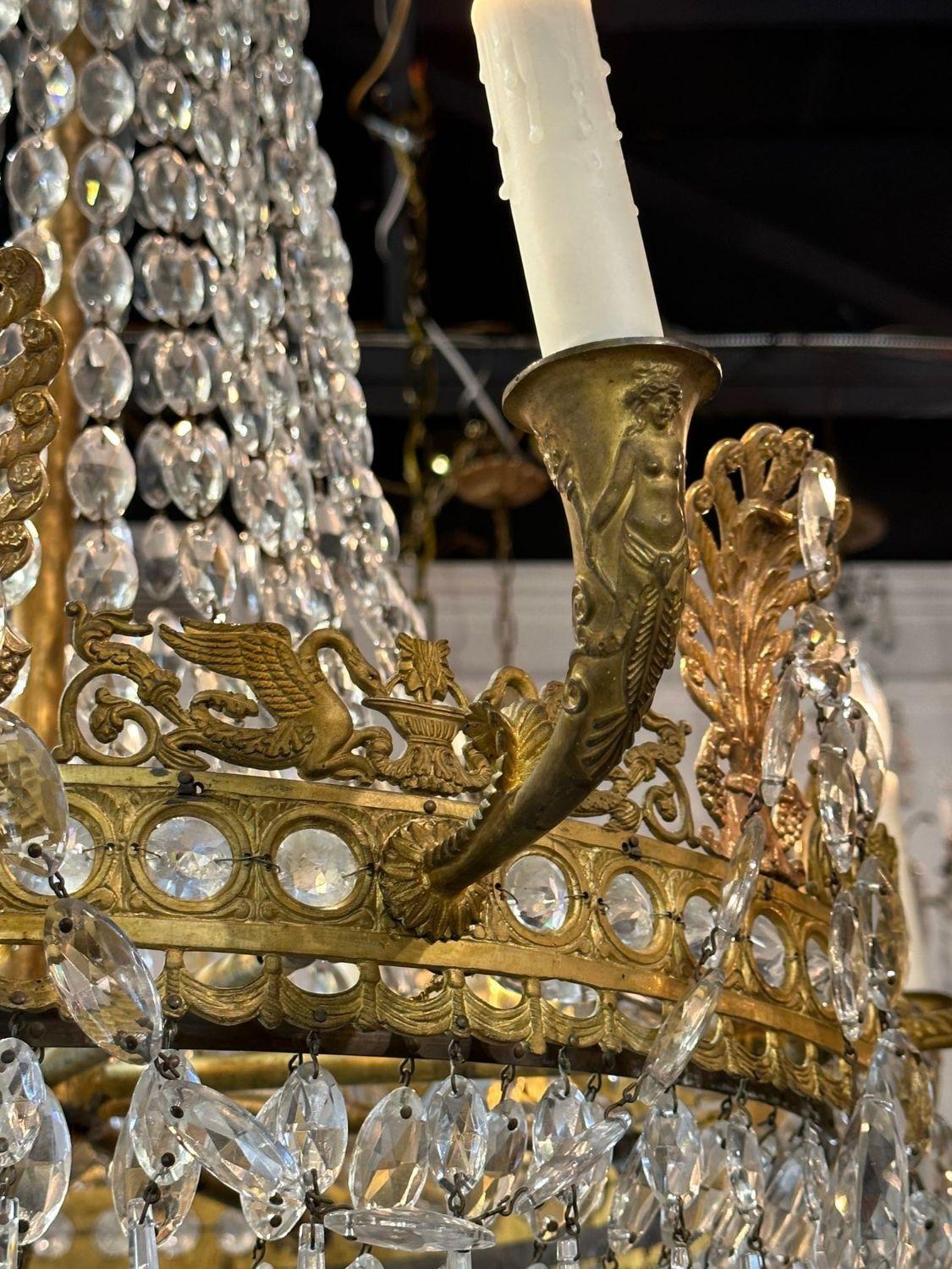 Französischer Empire-Kronleuchter in Korbform (Bronze) im Angebot