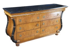French Empire Biedermeier Oak Double Dresser Commode Console Chest Hidden Drawer