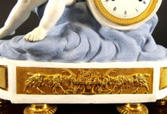 French Empire Bisque Porcelain and Ormolu Mantel Clock
