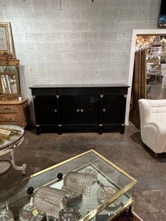 French Empire Black Lacquered Buffet