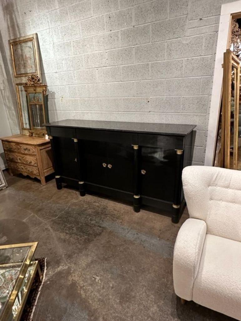 French Empire Black Lacquered Buffet In Good Condition For Sale In Dallas, TX