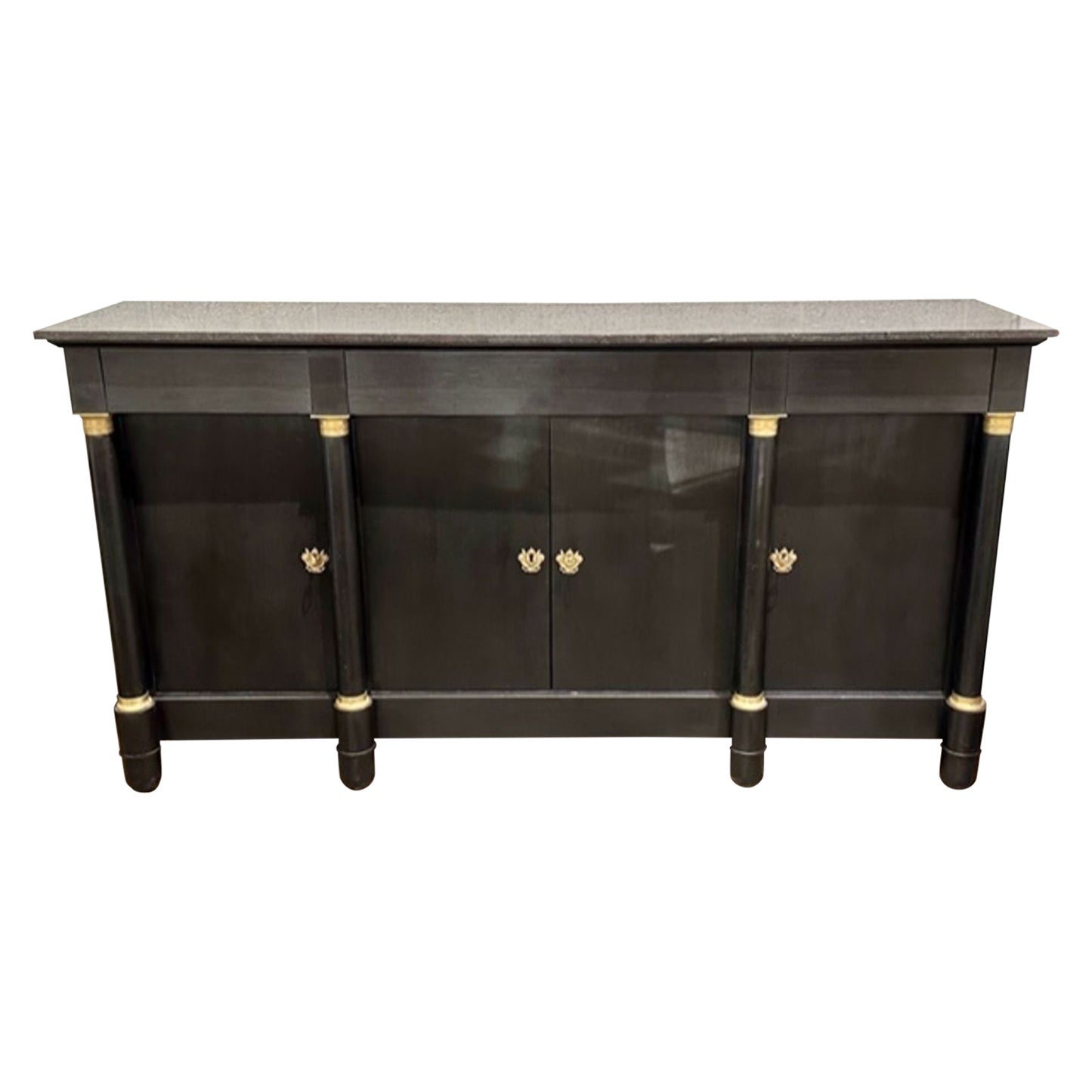 French Empire Black Lacquered Buffet