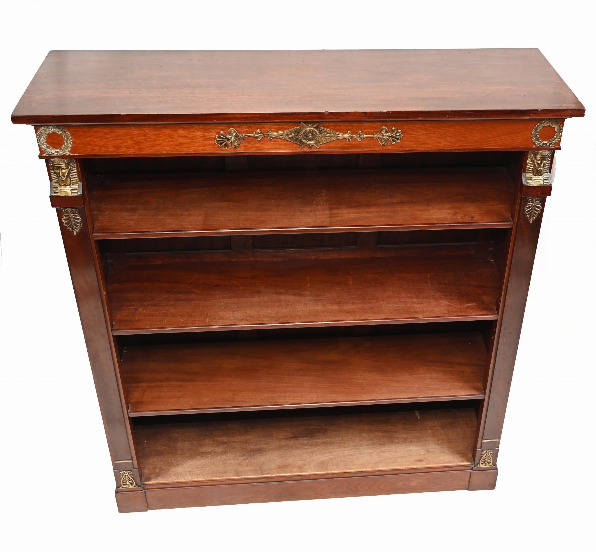 French Empire Bookcase Open Antique Mahogany 1890 In Good Condition In Potters Bar, GB