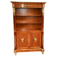French Empire Bookcase - Walnut Open Front Cabinet