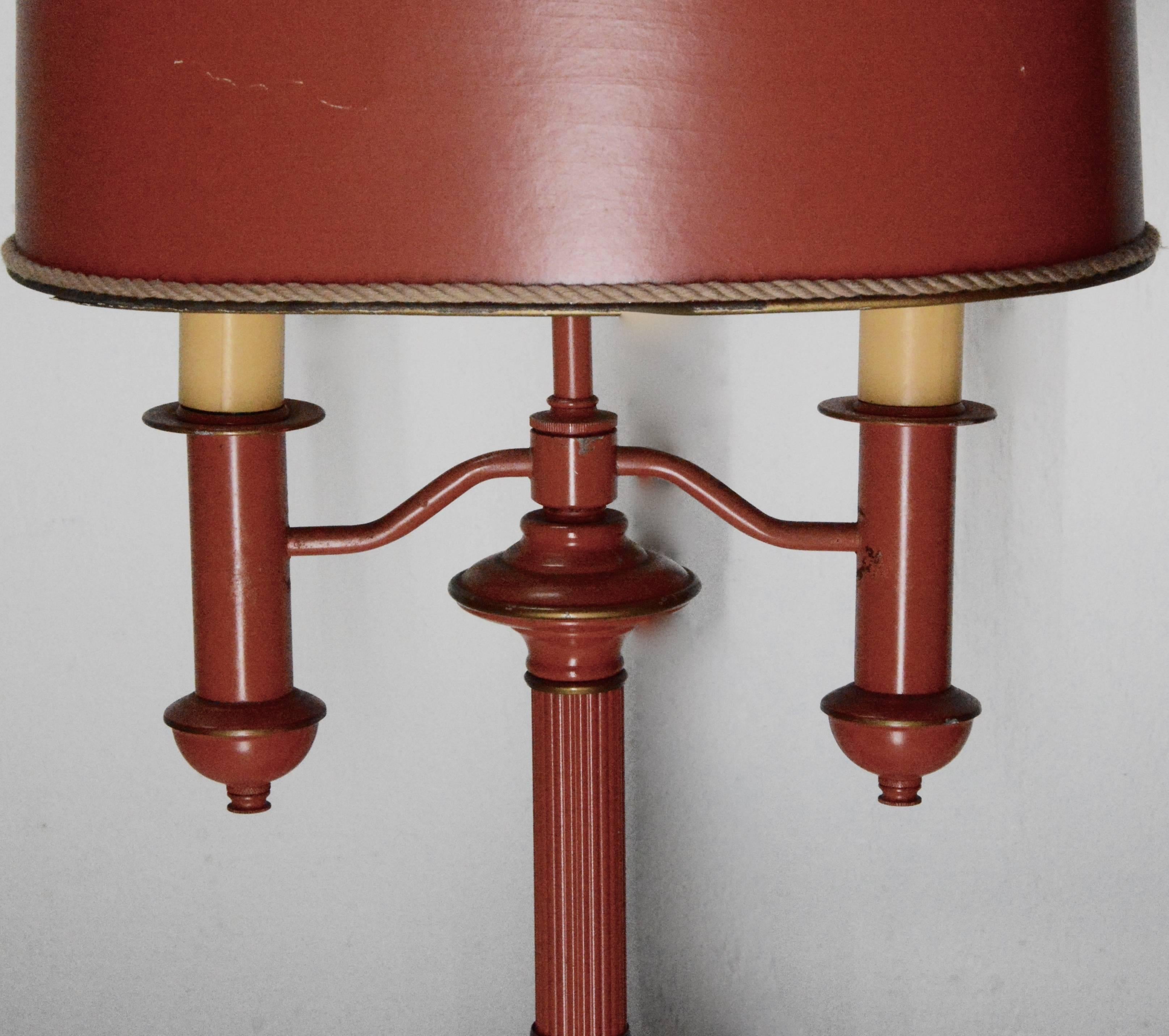 French Empire Bouillette Style Tole Lamp In Fair Condition For Sale In Cookeville, TN