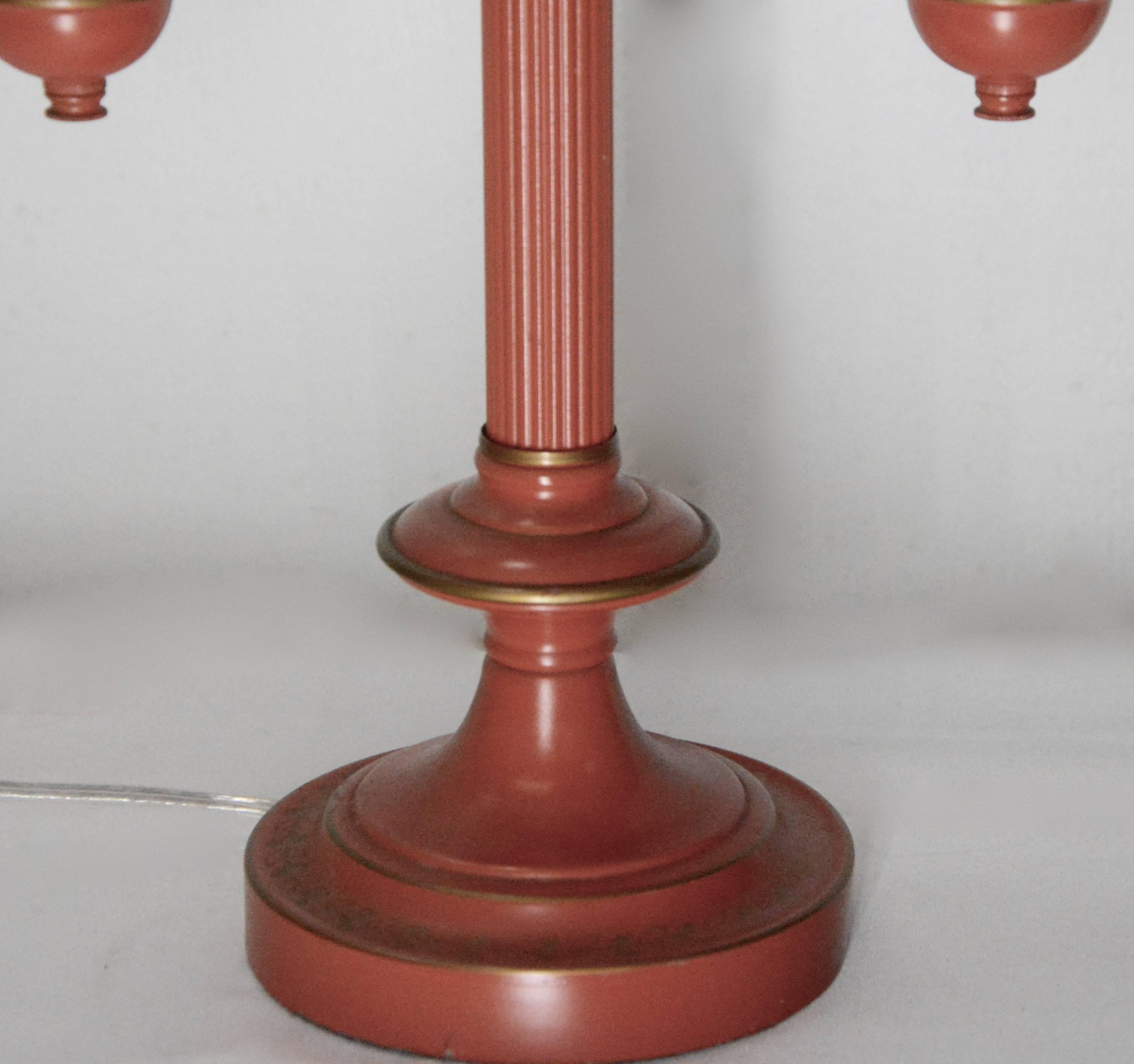 20th Century French Empire Bouillette Style Tole Lamp For Sale