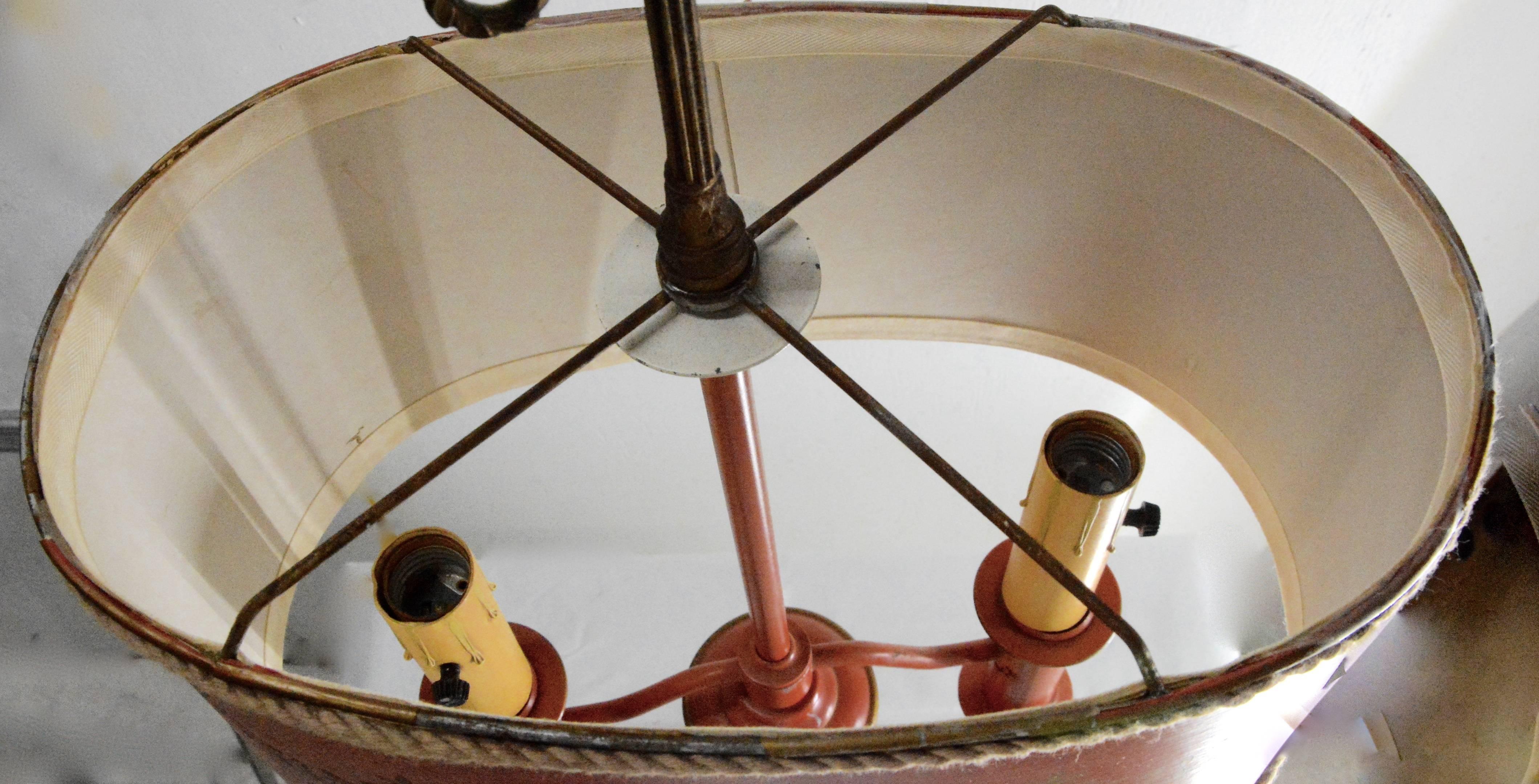 Metal French Empire Bouillette Style Tole Lamp For Sale