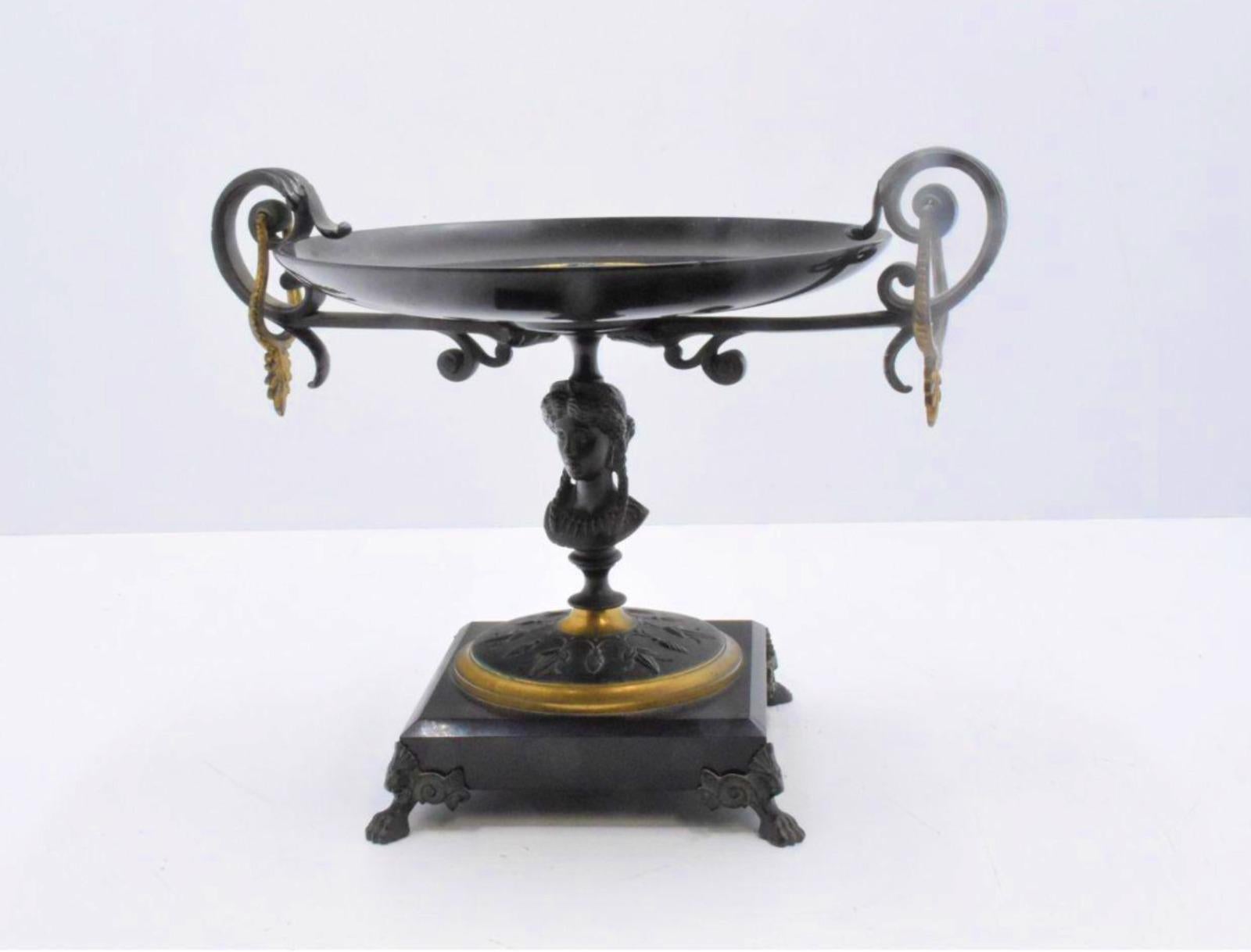 French Empire Bowl on Base in Bronze and Marble 19th century For Sale 2