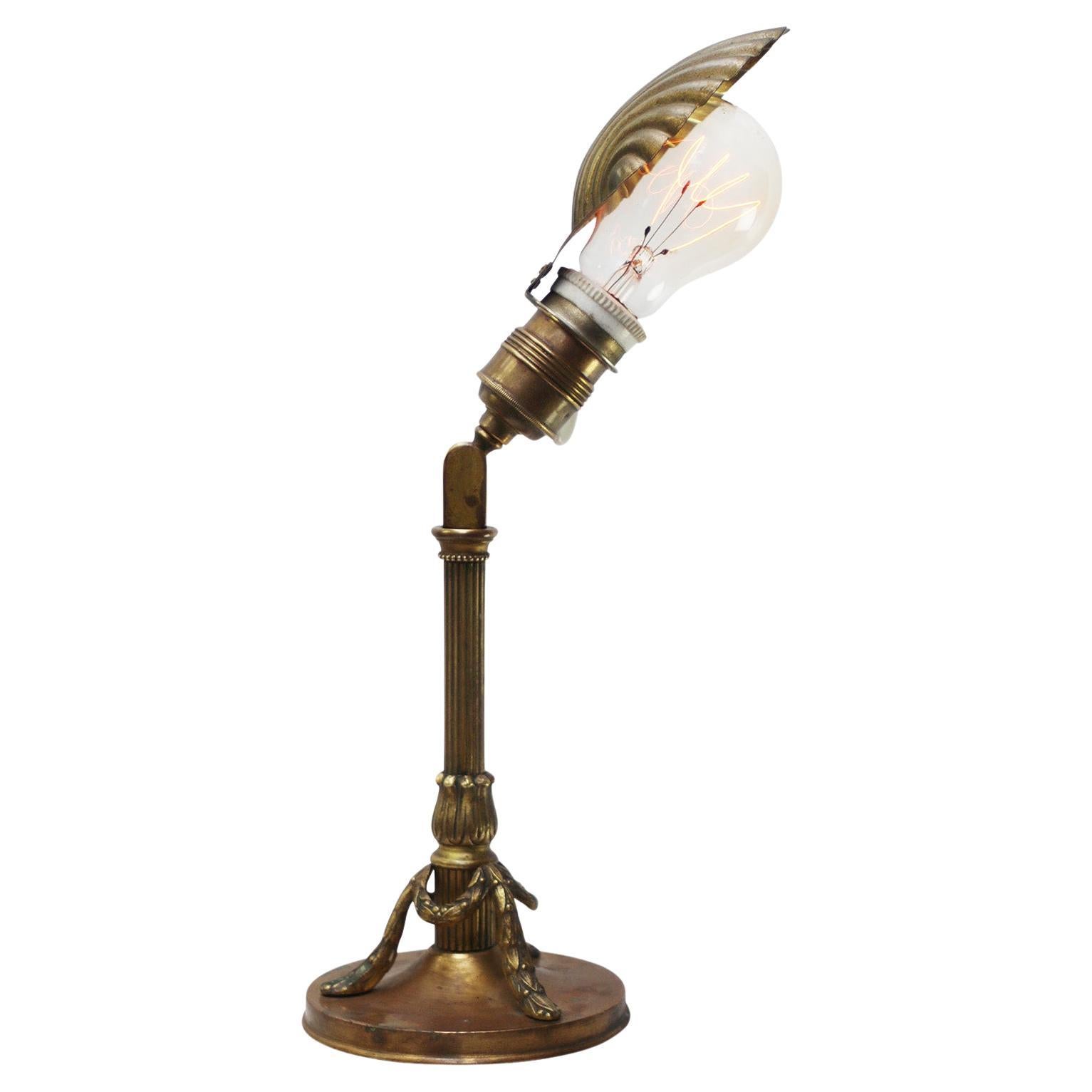 French Empire Brass Art Deco Shell Desk Table Lamp For Sale