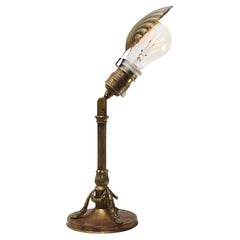 French Empire Brass Art Deco Shell Desk Table Lamp