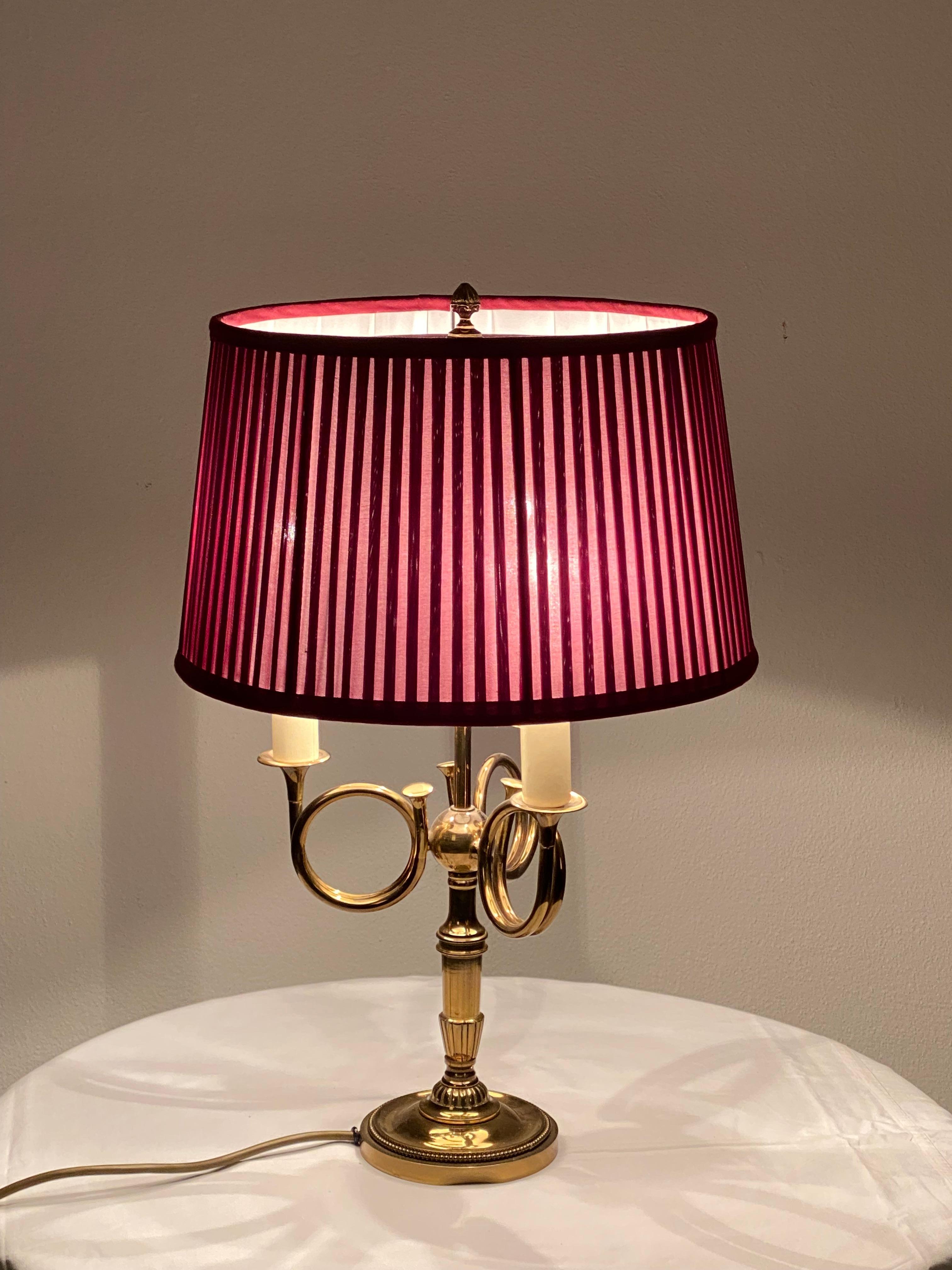 French Empire Brass Horn Shaped Table Lamp 6